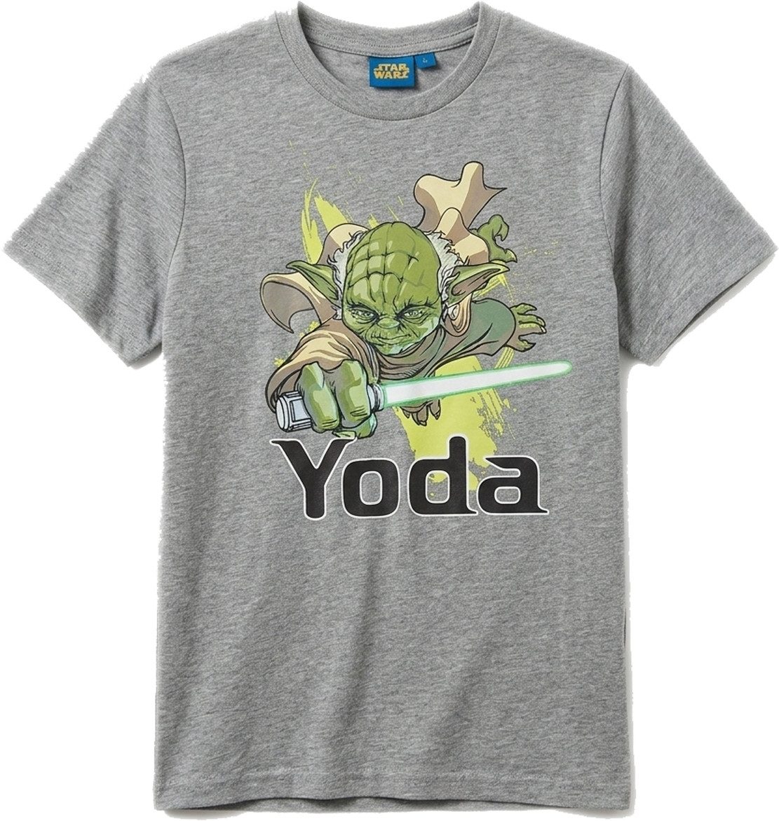 T-Shirt Star Wars Yoda Kinder T-Shirt grau mit Jedi Motiv