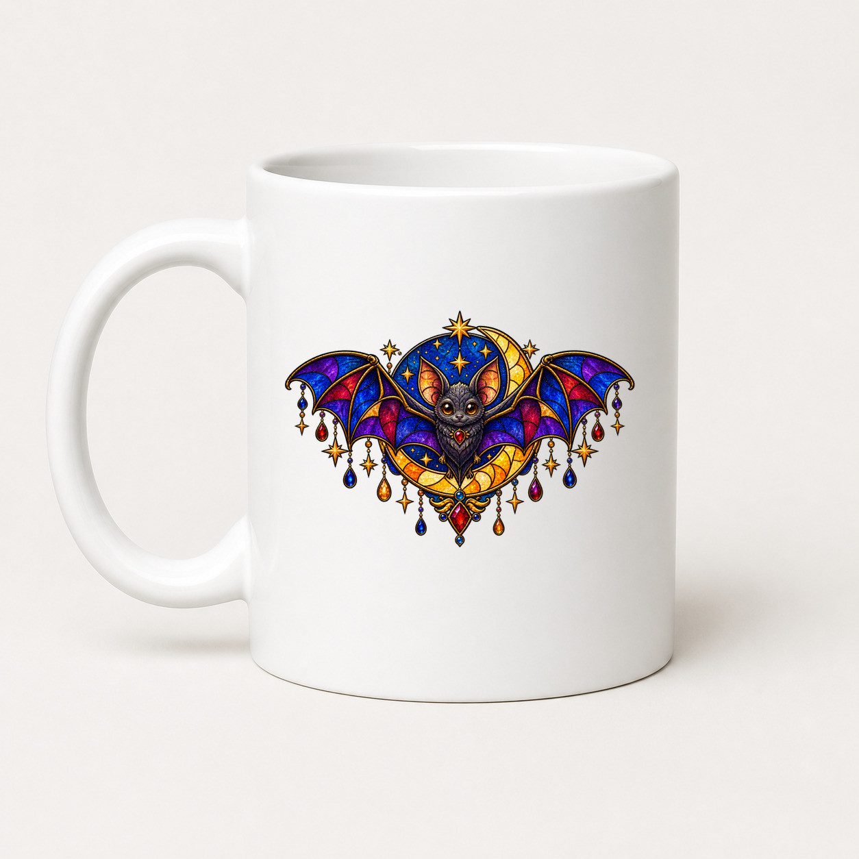 WS-Trend Tasse Halloween Tasse Fledermaus 325 ml Keramik Buntglas Geschenk, Keramik