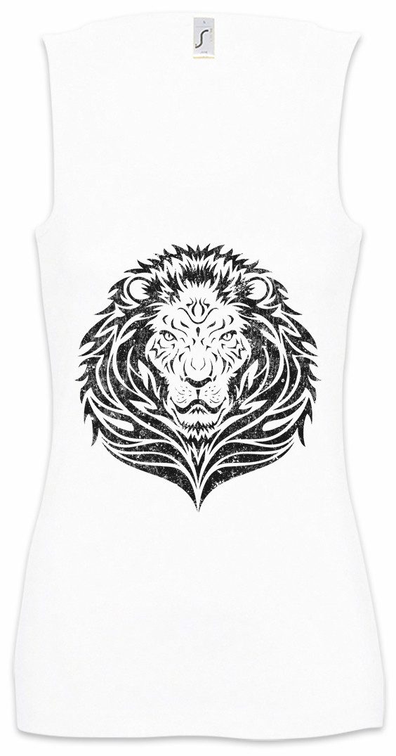 Tanktop Tribal Lion Ärmelloses Damen T-Shirt Oldschool Flash Tattoo Art Löwe