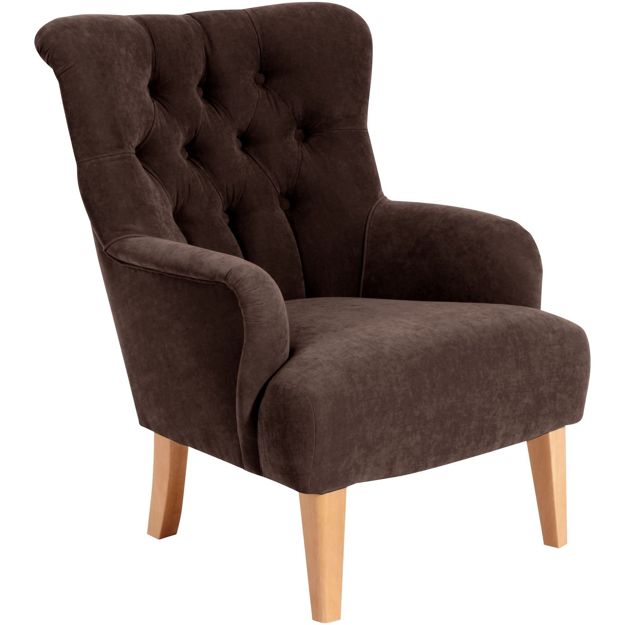 (Sparpreis 21242 Kostenlosem braun Buche Sessel Veloursstoff Kaiya 1-St), Sessel aufm 58 / Versand, hochwertig inkl. Bezug verarbeitet,bequemer Sitz natur Kessel