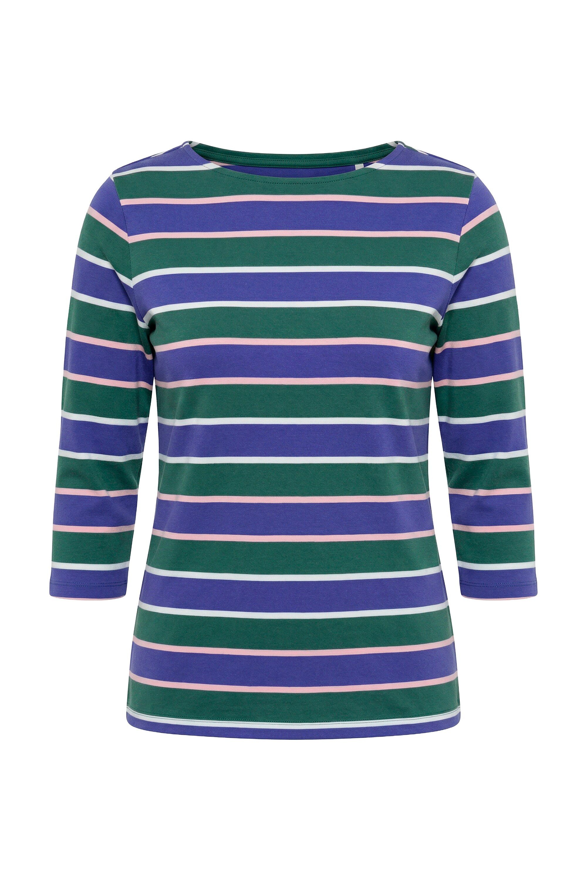 Ulla Popken T-Shirt Shirt Ringel U-Boot-Ausschnitt 3/4-Arm – Bild 2 von 4