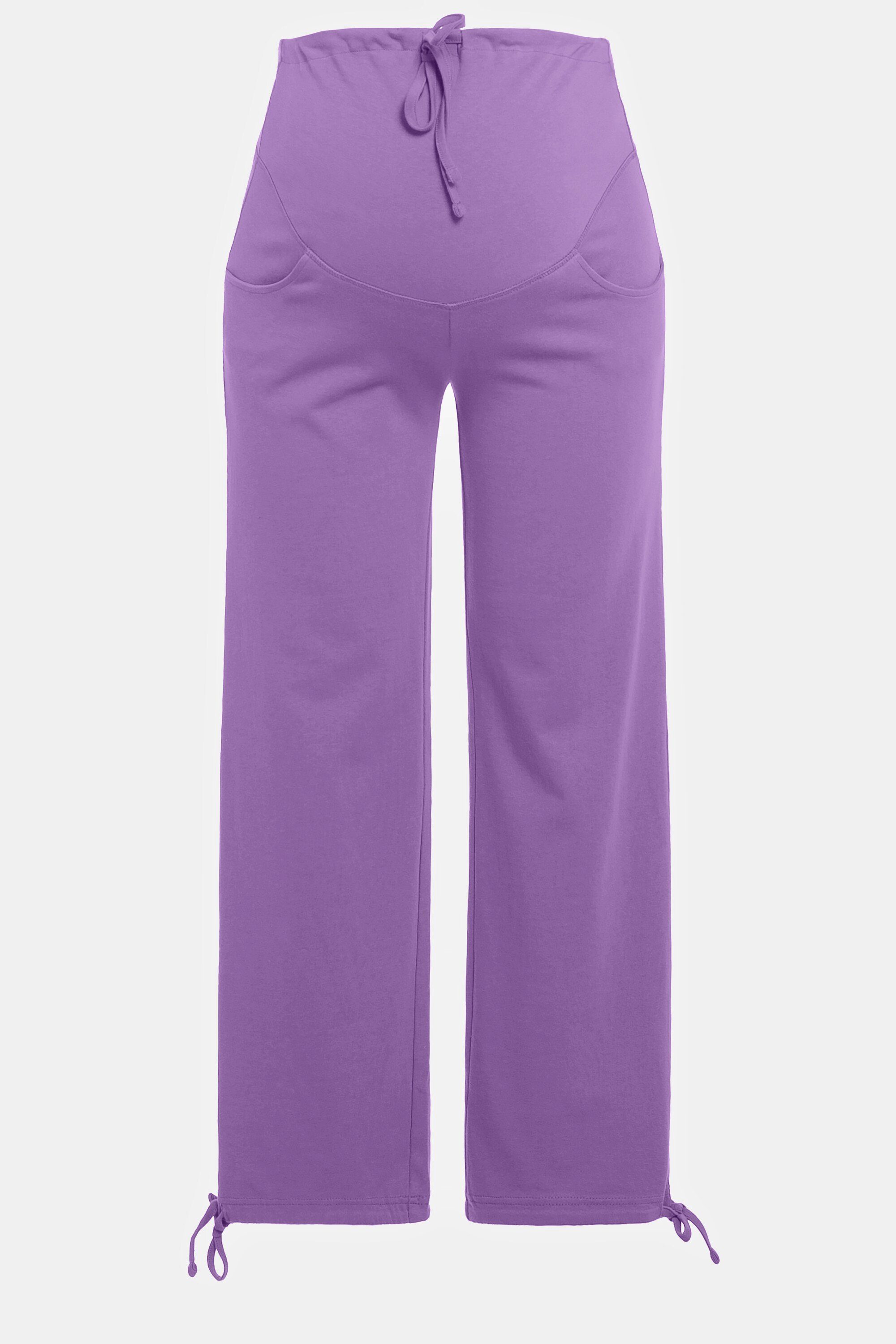 Ulla Popken Stretch-Umstandshose Bellieva-Sweatpants extrabreiter lila Biobaumwolle Bund