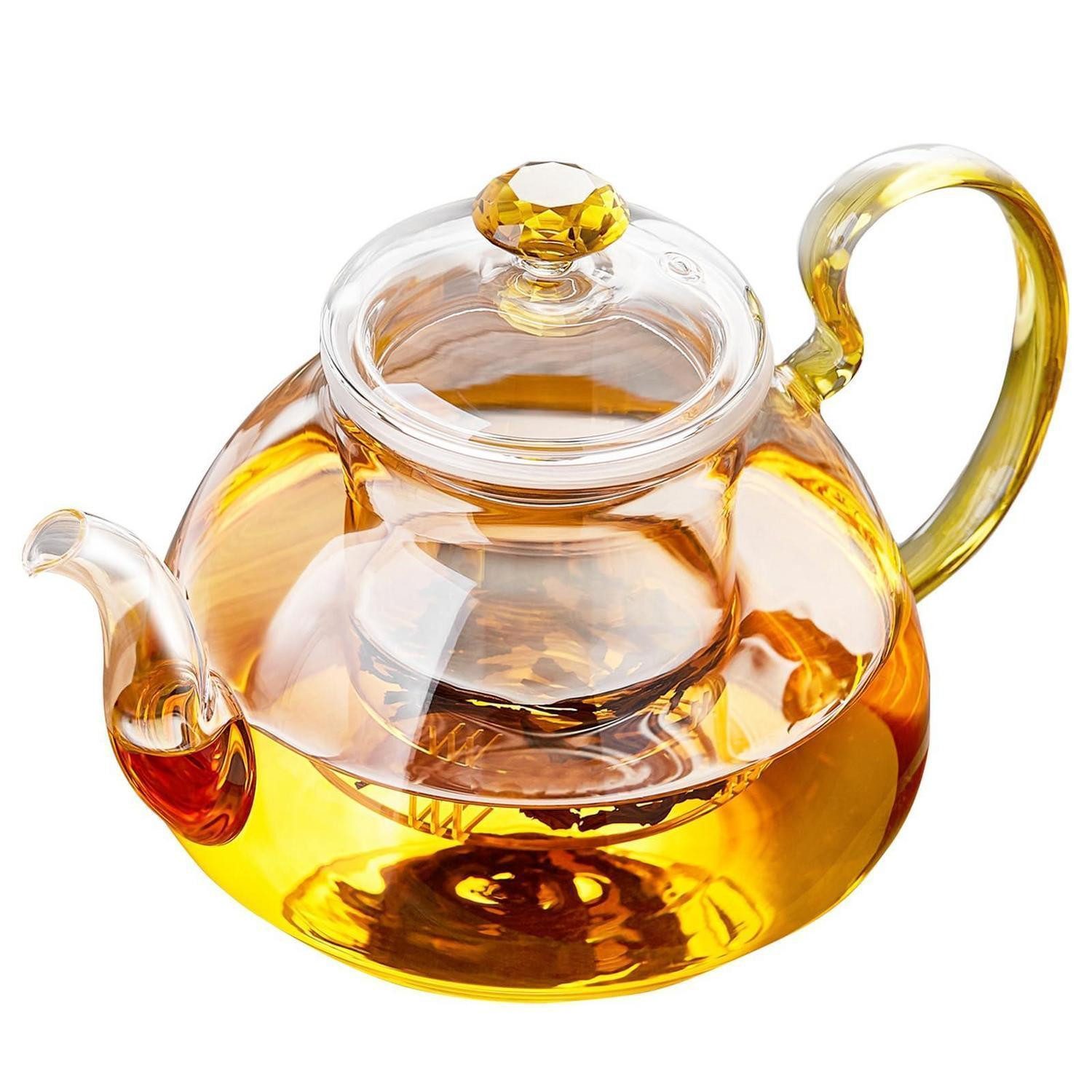 LuxusKollektion Teekanne Teekanne Glas mit Gold-Dekor 1350ml