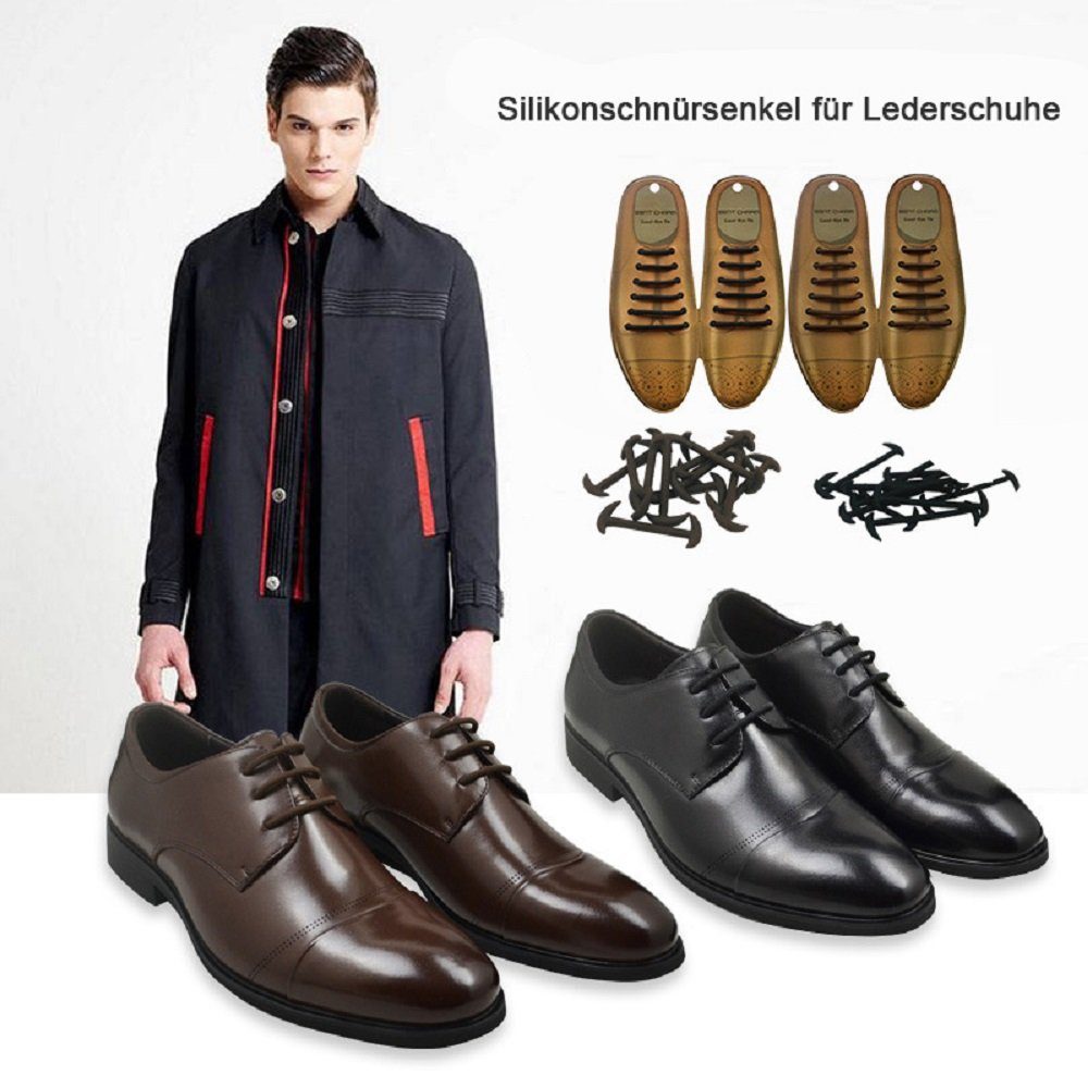 COOL-i ® Schnürsenkel, 12er Set Kreative Elastische Schnürsenkel - Bindenfrei für Lederschuhe