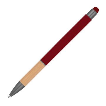 Livepac Office Kugelschreiber Touchpen Kugelschreiber mit Griffzone aus Bambus / Farbe: bordaux