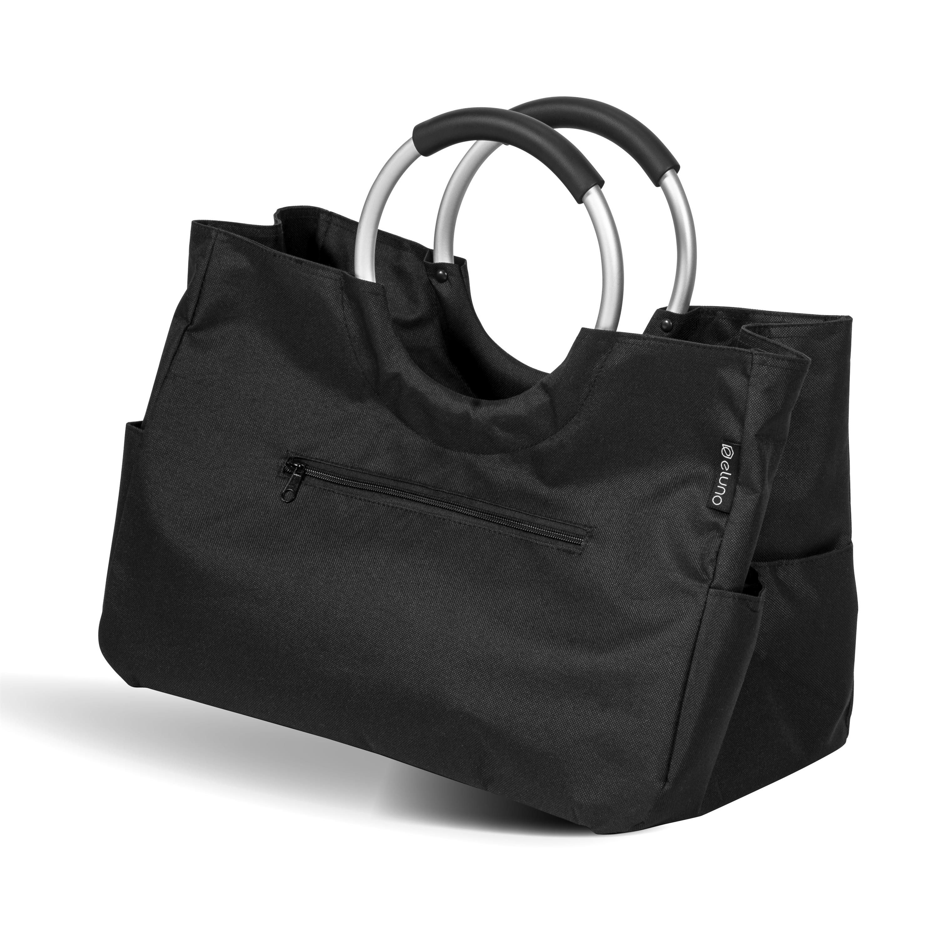 eluno Einkaufskorb WARWE, Polyester wasserabweisend, schwarz 43 x 29,5 x 23,5, 18 l