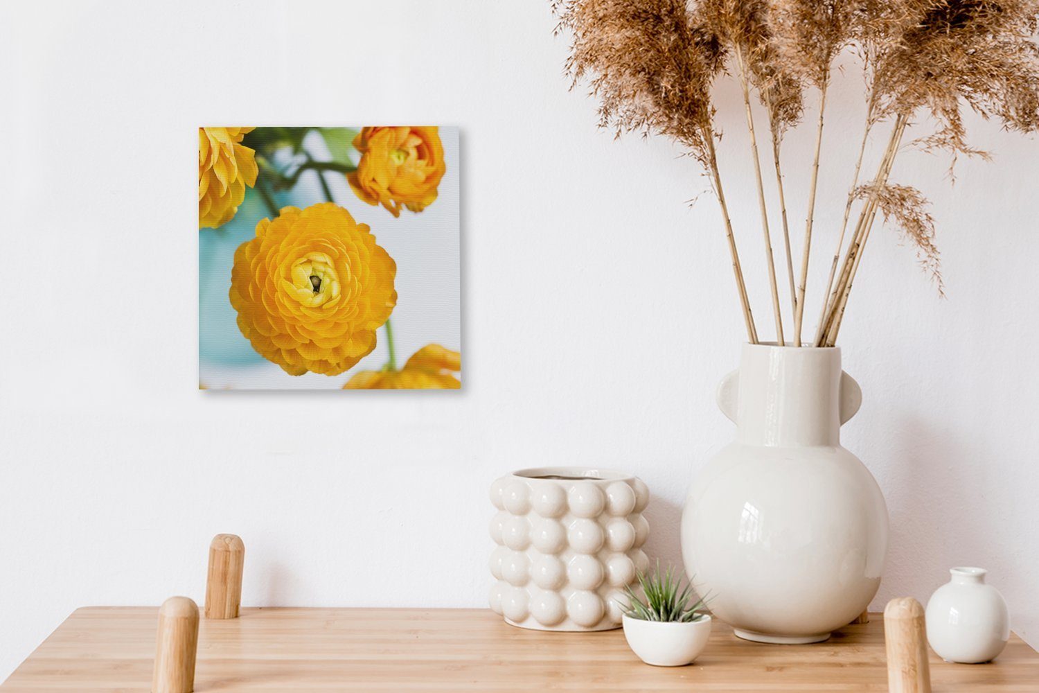 OneMillionCanvasses® Leinwandbild Wohnzimmer Blumen St), Schlafzimmer Bilder für - Draußen Orange, (1 bunt Leinwand 