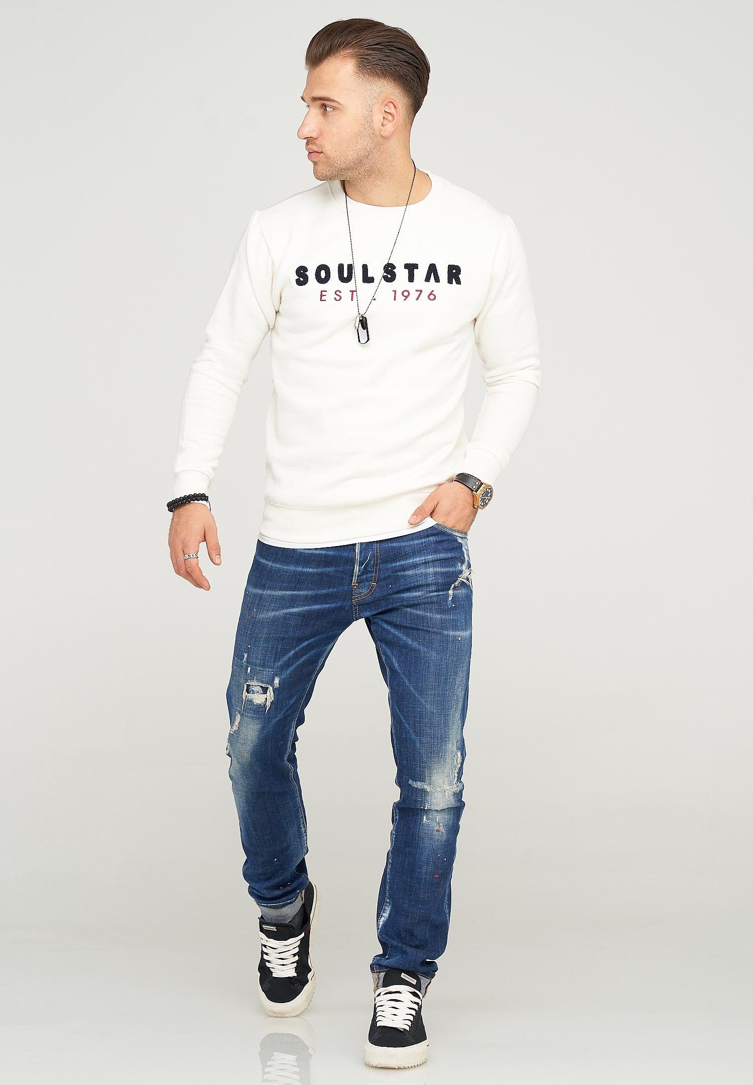 Bestickung SOULSTAR SYDNEY Sweatshirt hochwertiger mit ecru