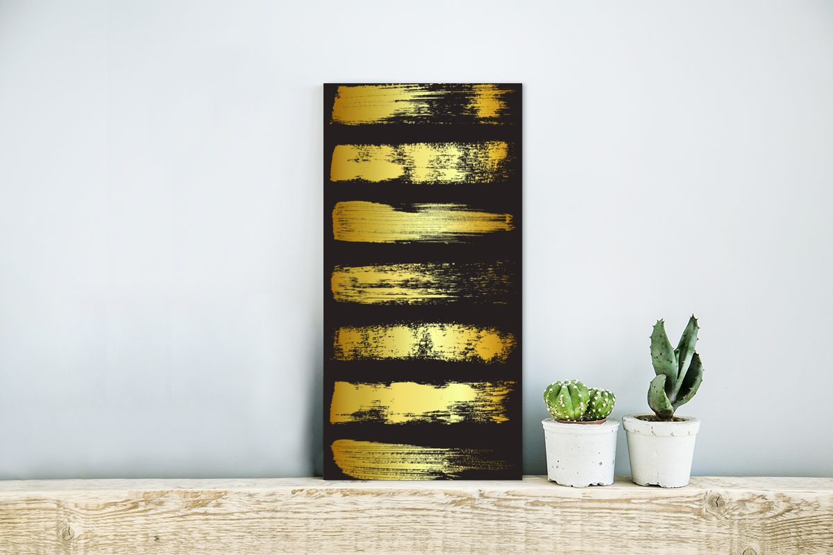 MuchoWow Metallbild Goldene Streifen auf schwarzem günstig online kaufen