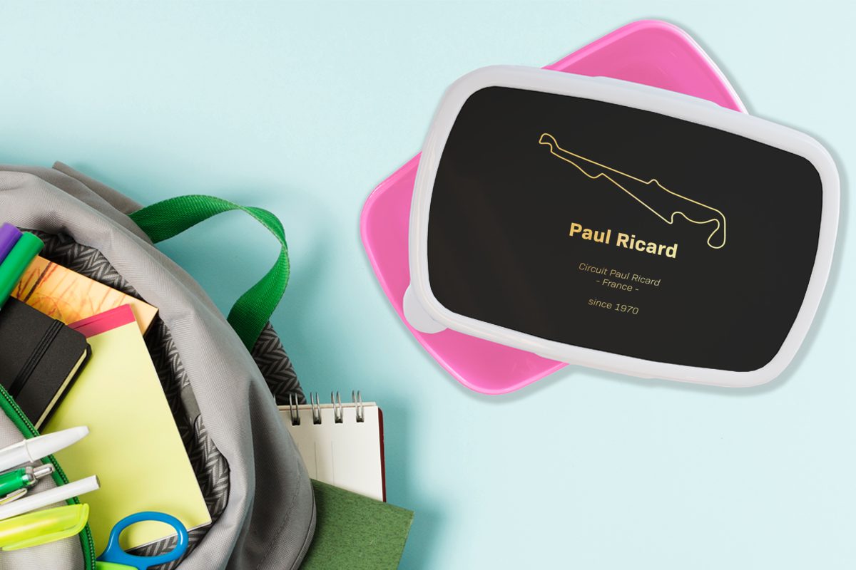 Kunststoff (2-tlg), F1 - Frankreich für Erwachsene, - Snackbox, MuchoWow Mädchen, Brotbox Rennstrecke, Kunststoff, Kinder, Brotdose Lunchbox rosa