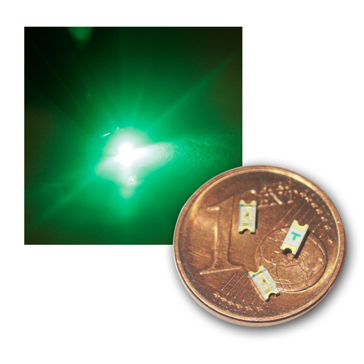 world-trading-net Modellbausatz 20x SMD LED 1206 Grün klar, Typ "WTN-1206-280g"