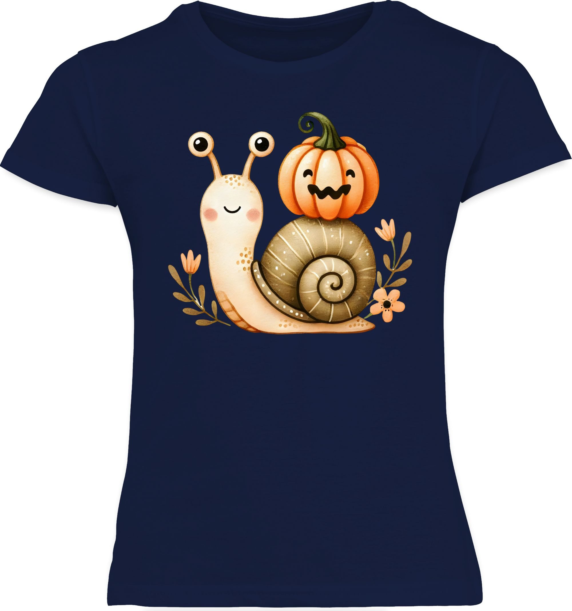 Shirtracer T-Shirt Süße Schnecke mit Kürbis, Herbstliches Baby und Kinder Motiv, Niedli Halloween Kostüme für Kinder
