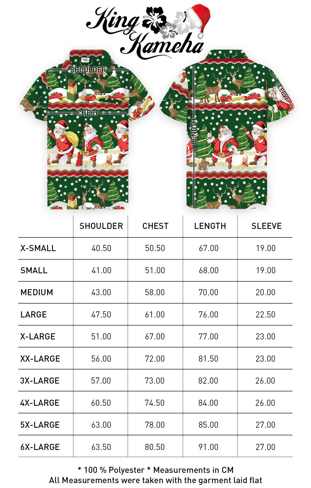 King Kameha Hawaiihemd Christmas Border Print Funky Hawaii-Hemd Kurzarm Front-Tasche Unisex