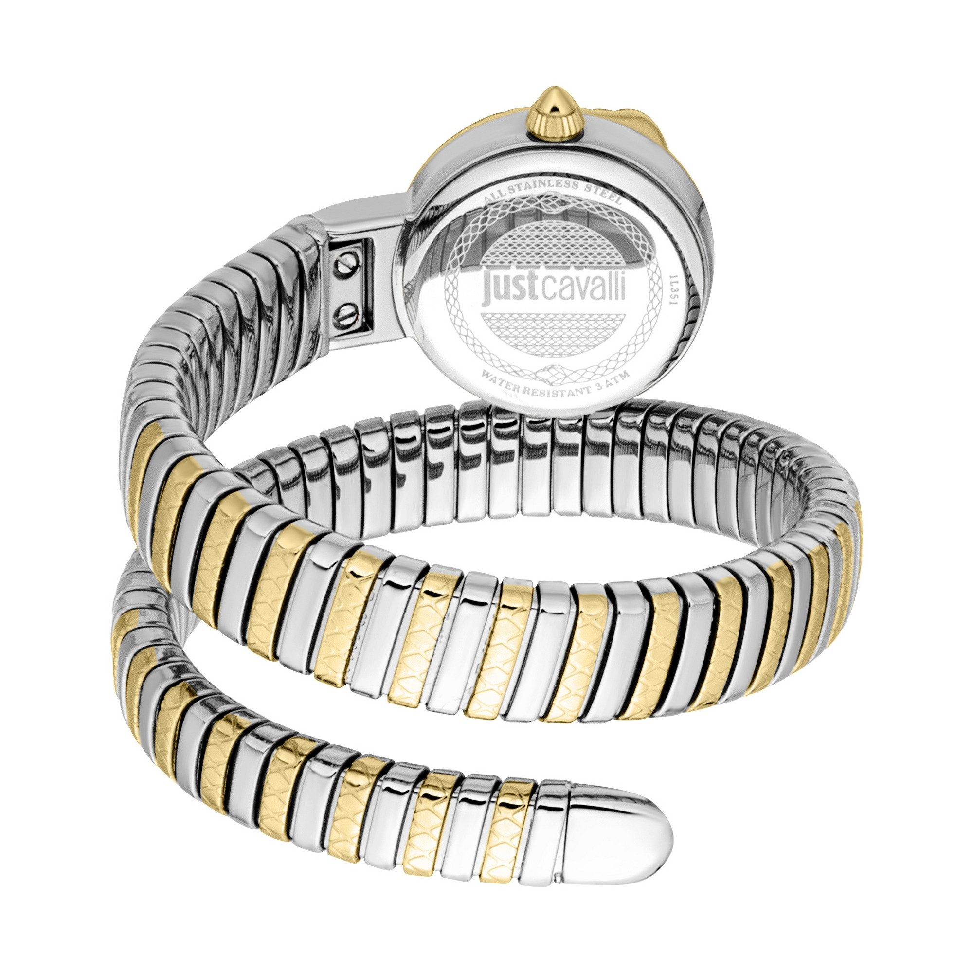 Just Cavalli Time Quarzuhr Signature Snake JC1L351M0055, Armbanduhr, Damenuhr, Edelstahlarmband, analog, Kristallsteine