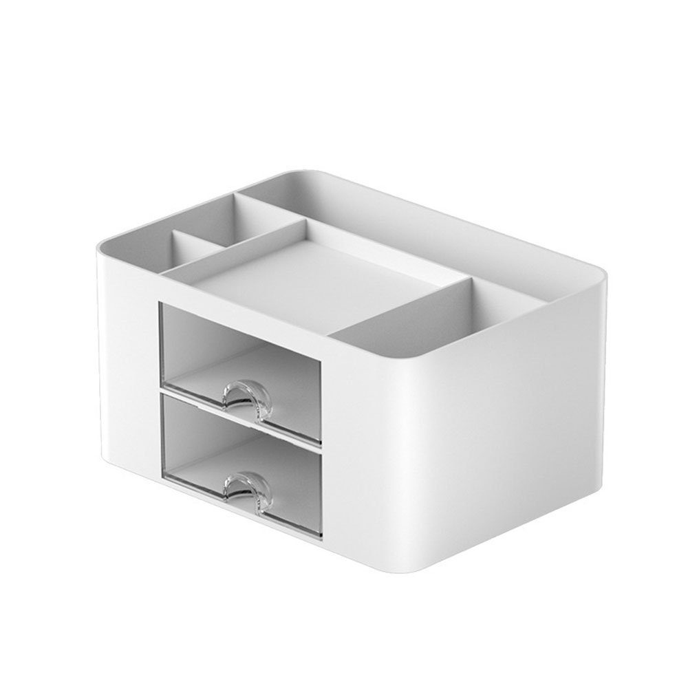 HIBNOPN Regal-Schreibtisch Schreibtisch Organizer Plastik 7 Fächer Multifunktionaler Weiß