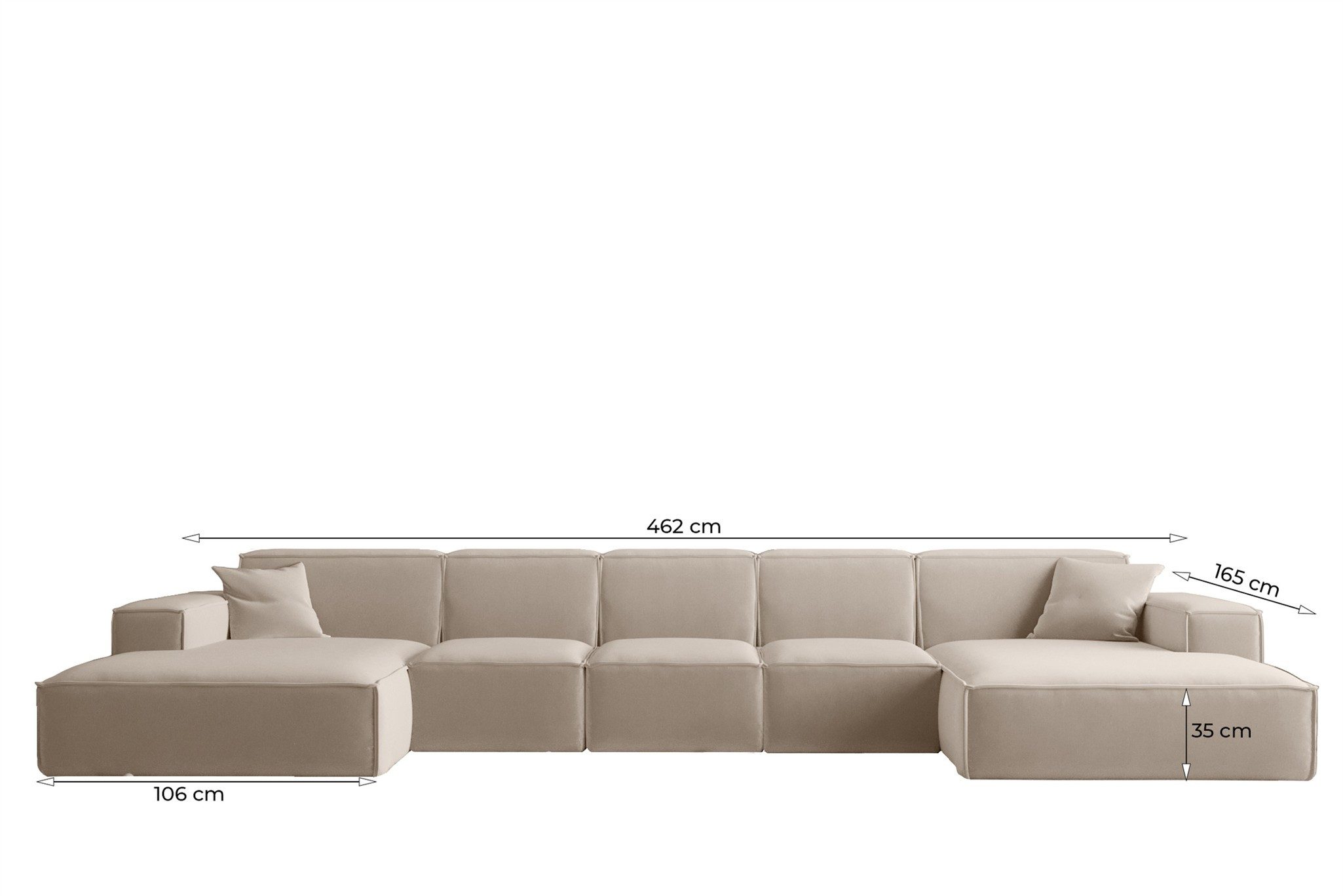 Fun Möbel Wohnlandschaft Sofa U-Form FUN PEREZ PREMIUM XL in Stoff Artico (462 cm), Rundumbezug, inkl. 2 Zierkissen