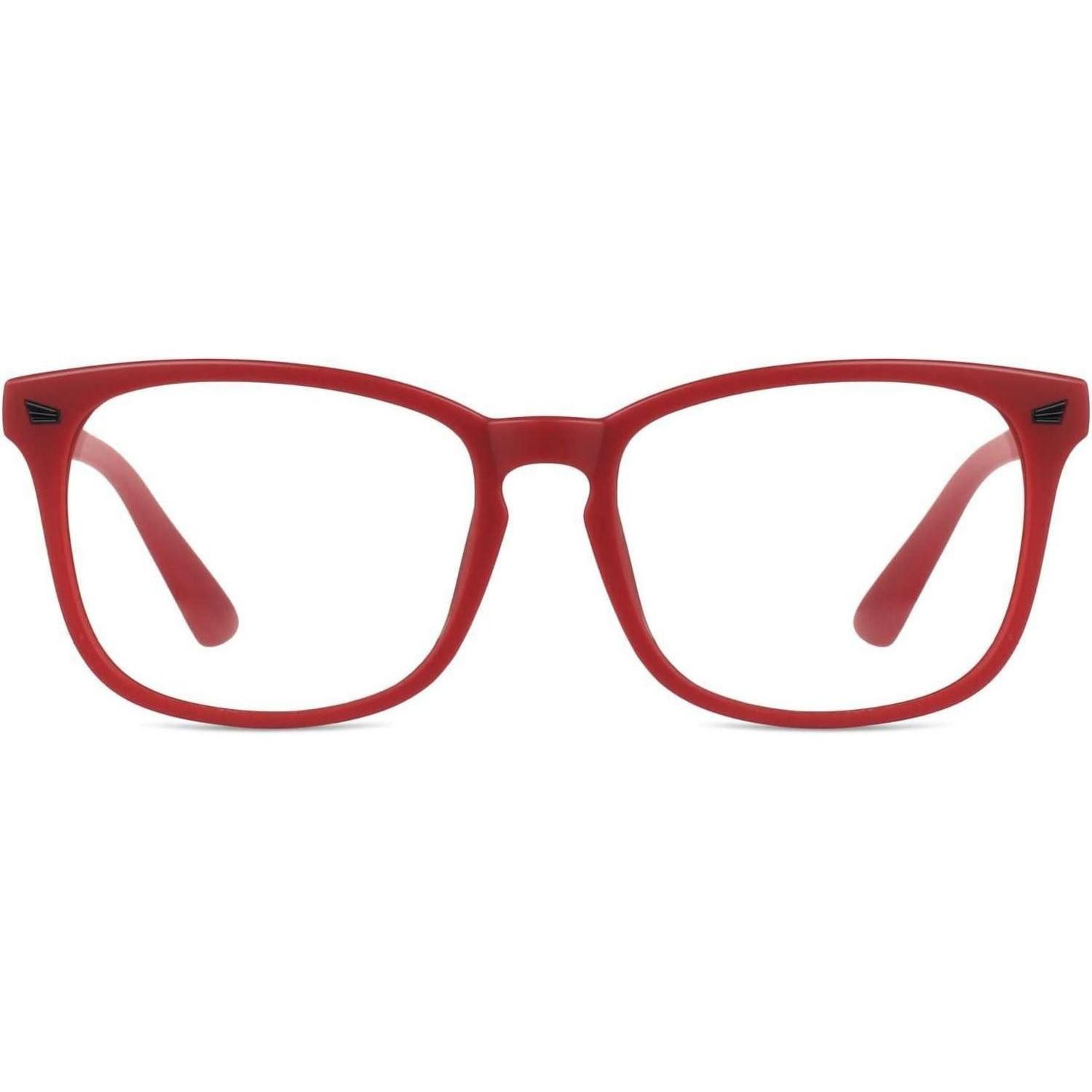 LuxusKollektion Wayfarer Hornbrille Nerdbrille Damen Herren ohne Stärke UV400 1 Mattrot