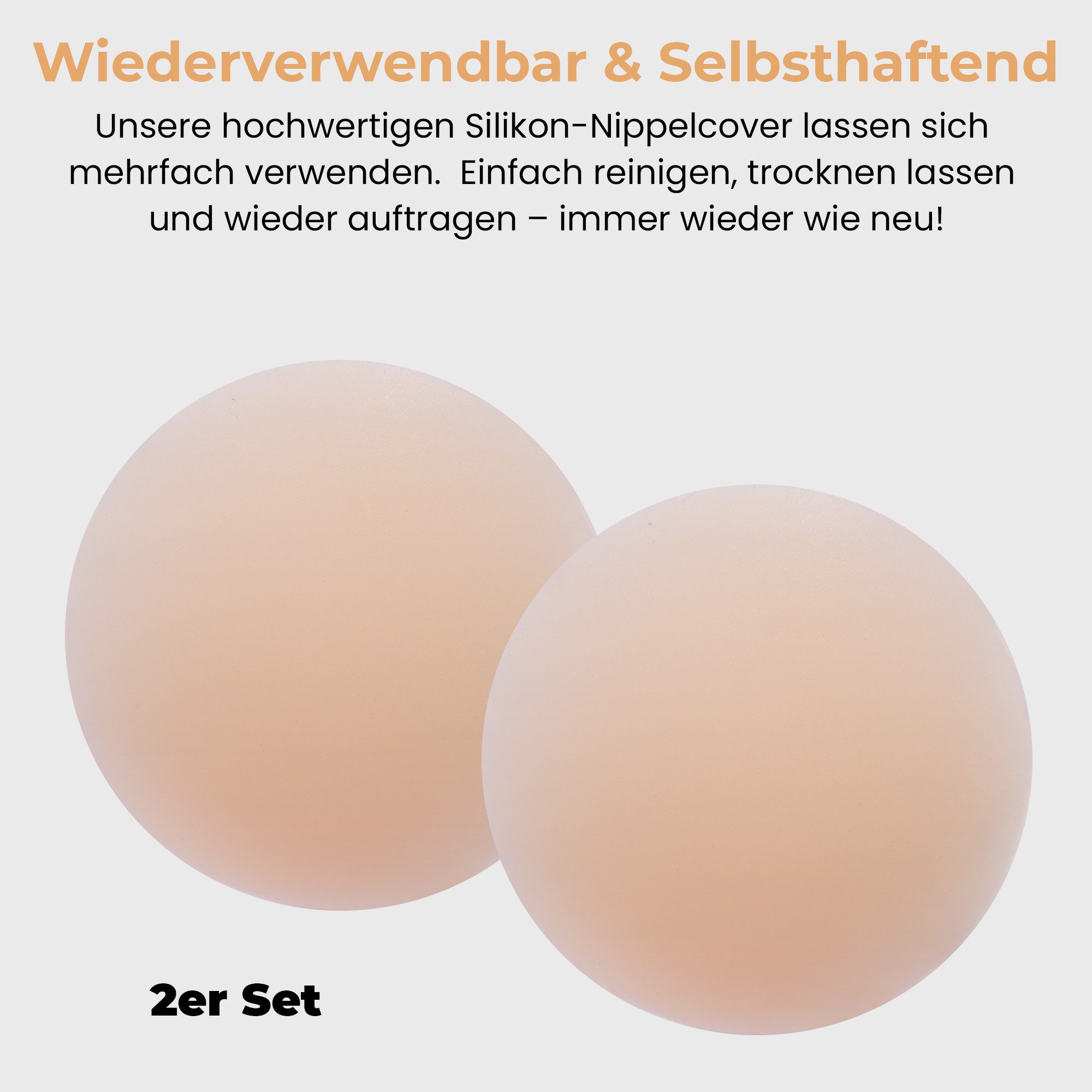 Dilara BH-Einlagen Nippelpads, Wiederverwendbare & Unsichtbare Silikon Pads, wasserfest, 4 Silikon Nippelabdeckungen - hautfreundlich & atmungsaktiv