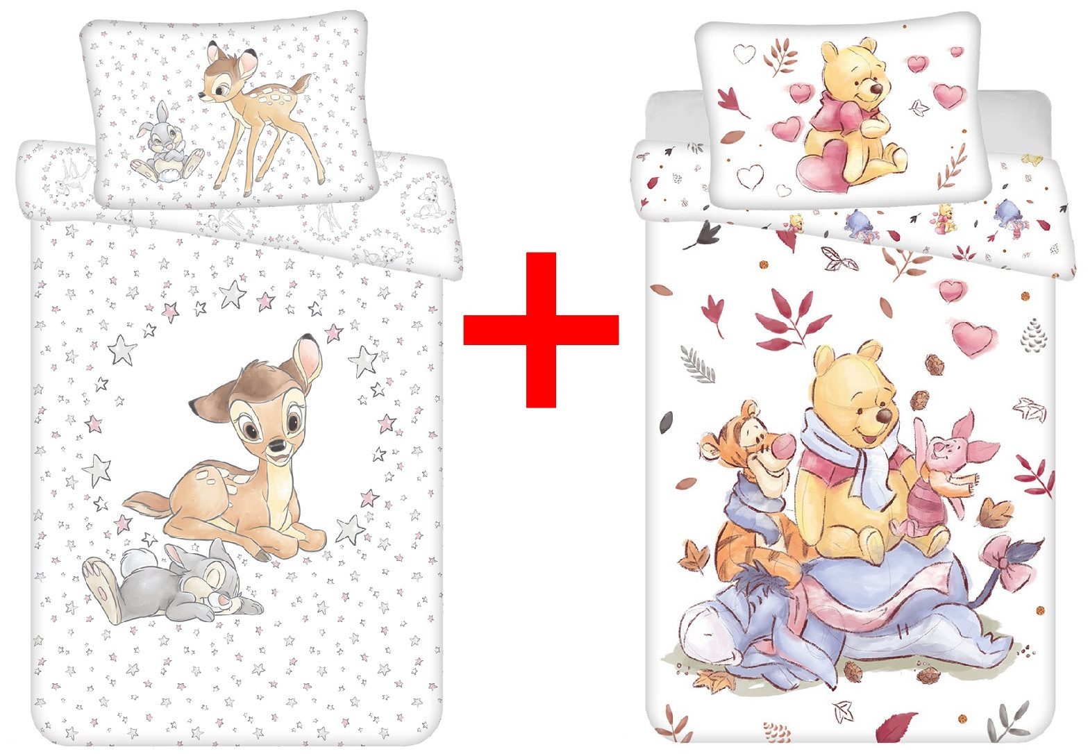 Disney Kinderbettwäsche Disney Bambi + Winnie Puuh Babybettwäsche 100x135cm günstig online kaufen