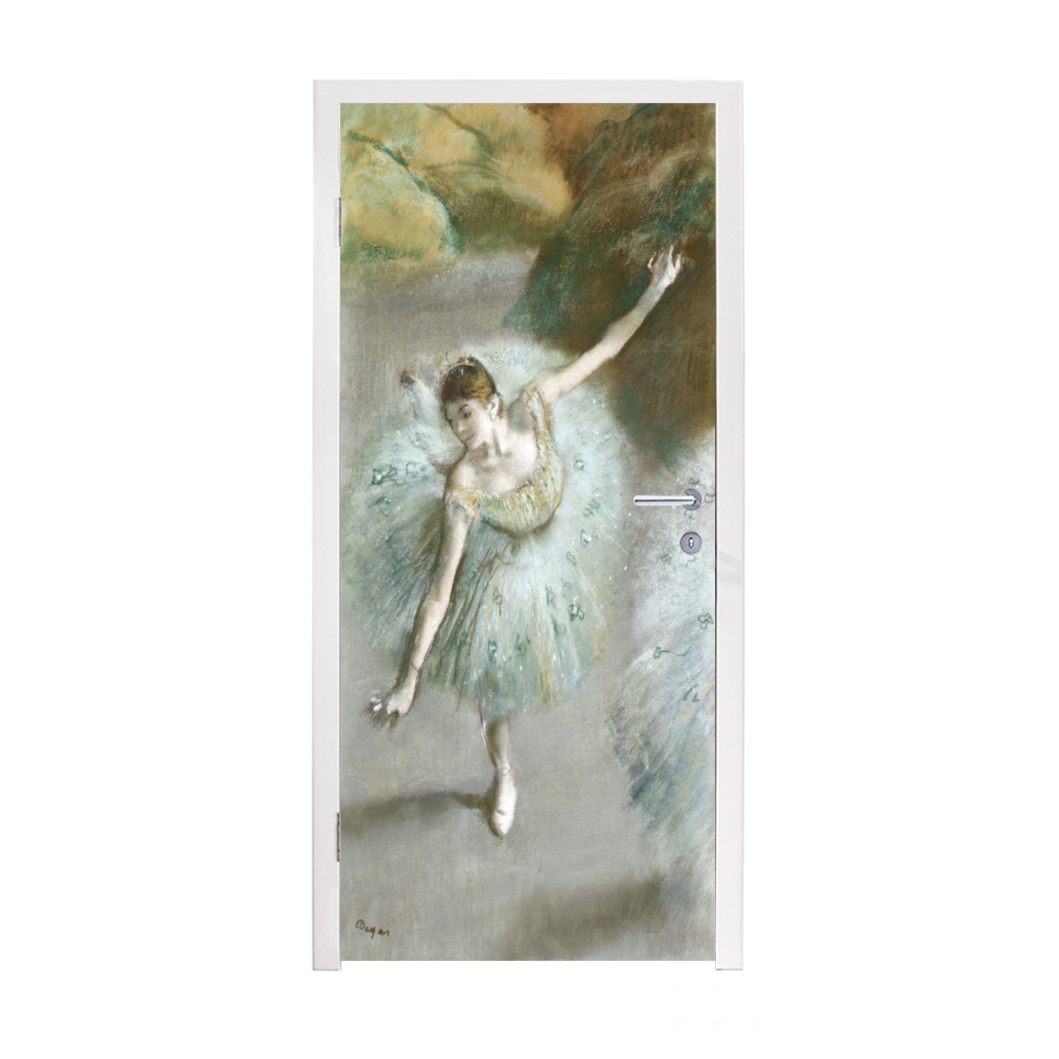 MuchoWow Türtapete Tänzerin in Grün - Gemälde von Edgar Degas, Matt, bedruckt, (1 St), Fototapete für Tür, Türaufkleber, 75x205 cm
