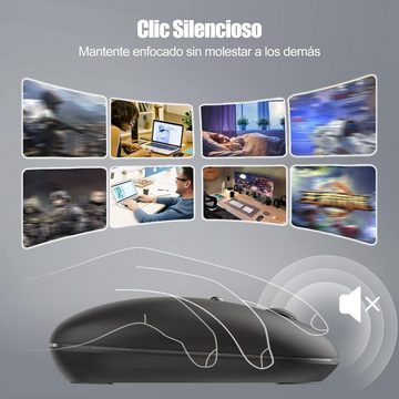 Tisoutec Bluetooth Maus für Mac/iPad/iPhone (Tri-Mode: BT 5.0/3.0+2.4G)/Android Gaming-Maus (PC/Computer, Tragbare Maus Kabellos Geräuschlos, Mini-Maus für Windows, /Linux/Mac, 3 DPI Einstellbares Bluetooth, Schwarz)