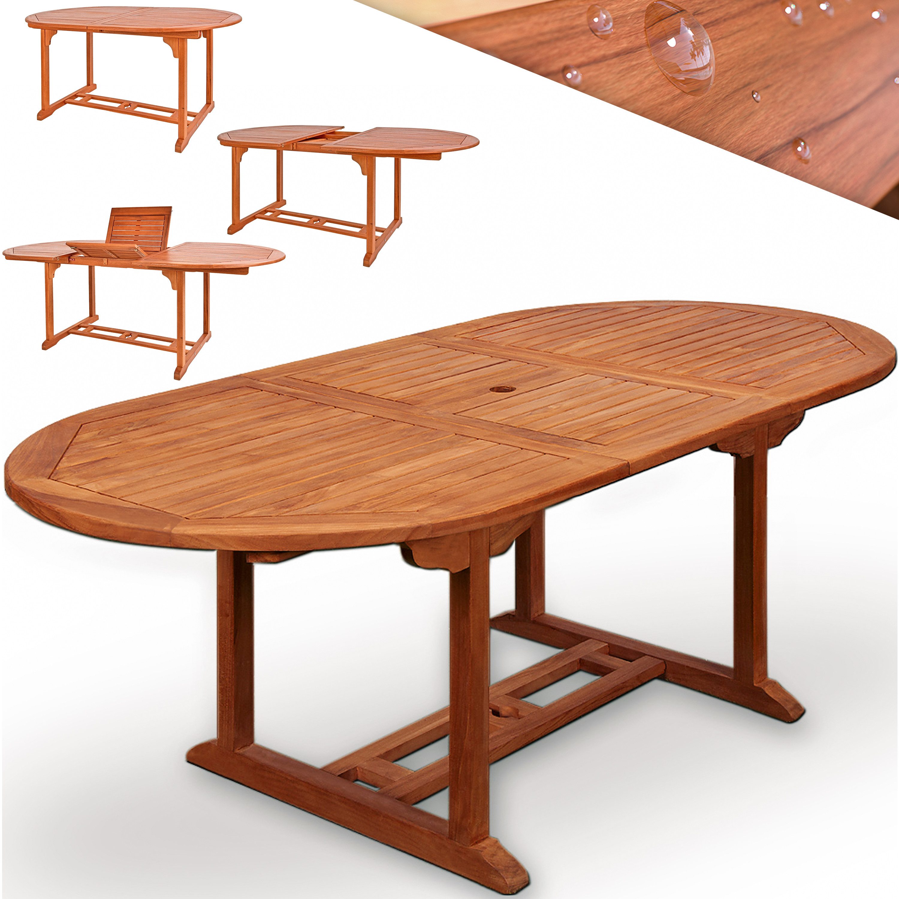 Casaria Gartentisch Vanamo, Wetterfest Klappbar Holz FSC®-zertifiziert 200cm 80kg Belastbarkeit