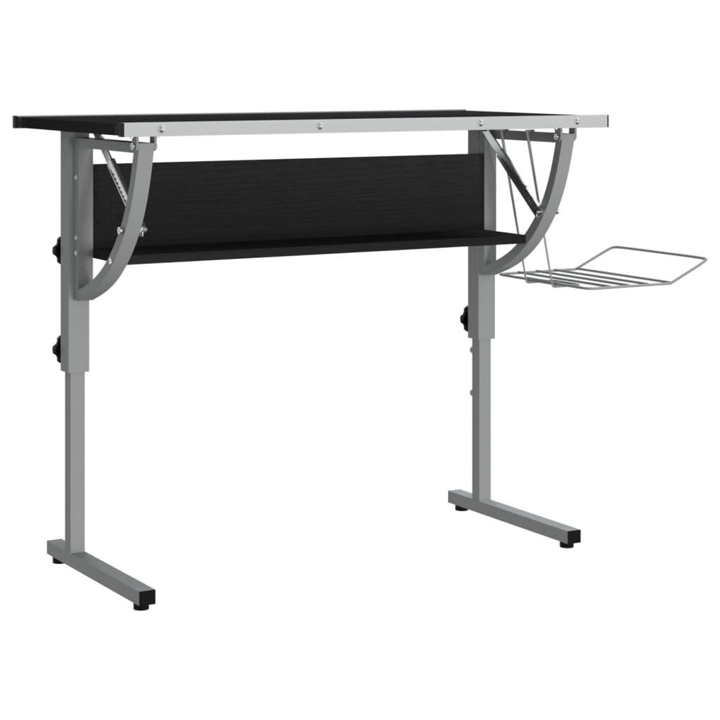 Schreibtisch furnicato 110x53x(58-87)cm Basteltisch Grau Schwarz Stahl Holzwerkstoff &