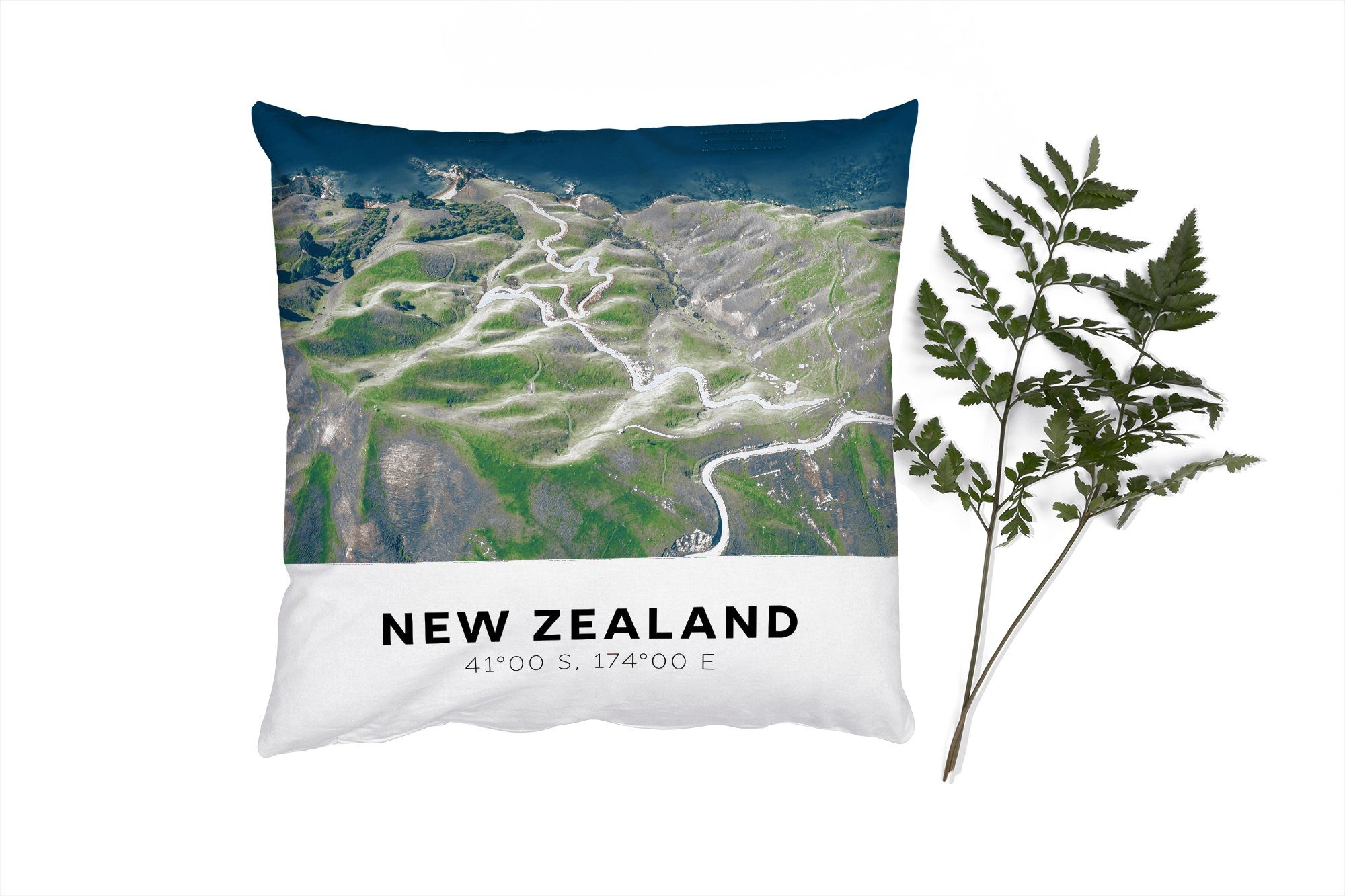 MuchoWow Dekokissen Meer - Neuseeland - Grün, Zierkissen mit Füllung für Wohzimmer, Schlafzimmer, Deko, Sofakissen