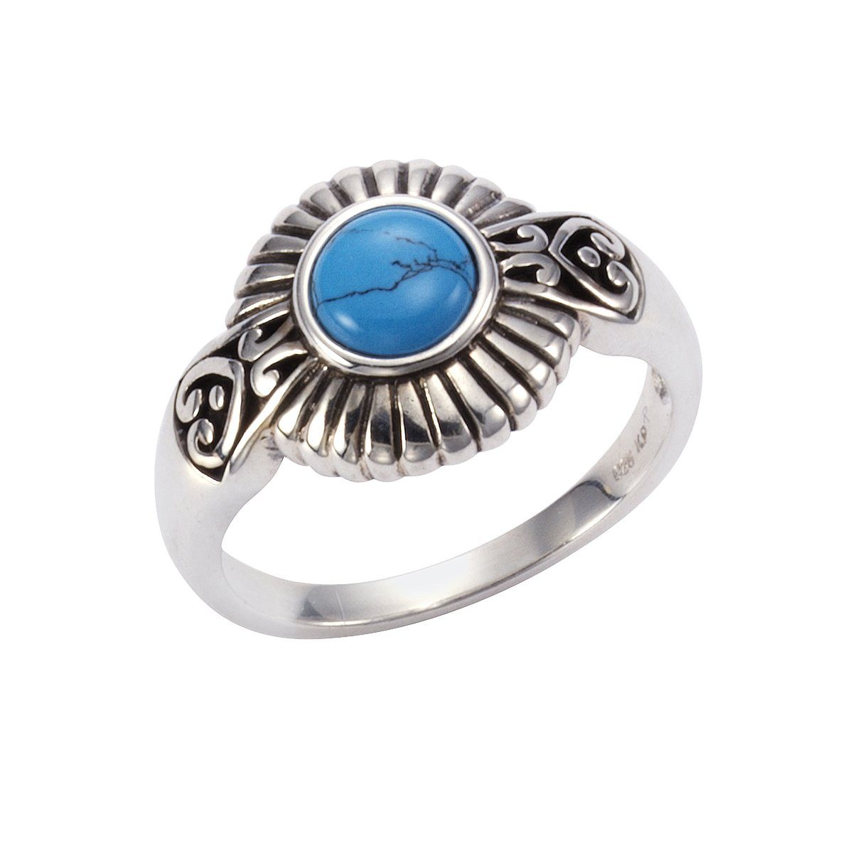 Zeeme Fingerring 925/- Sterling Silber oxidiert Türkis