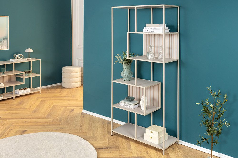 riess-ambiente Bücherregal SLIM LINE 185cm champagner beige Metall · Raumteiler mit 6 Regalböden, Einzelartikel 1-tlg., Standregal fürs Wohnzimmer/Schlafzimmer · Industrial Design