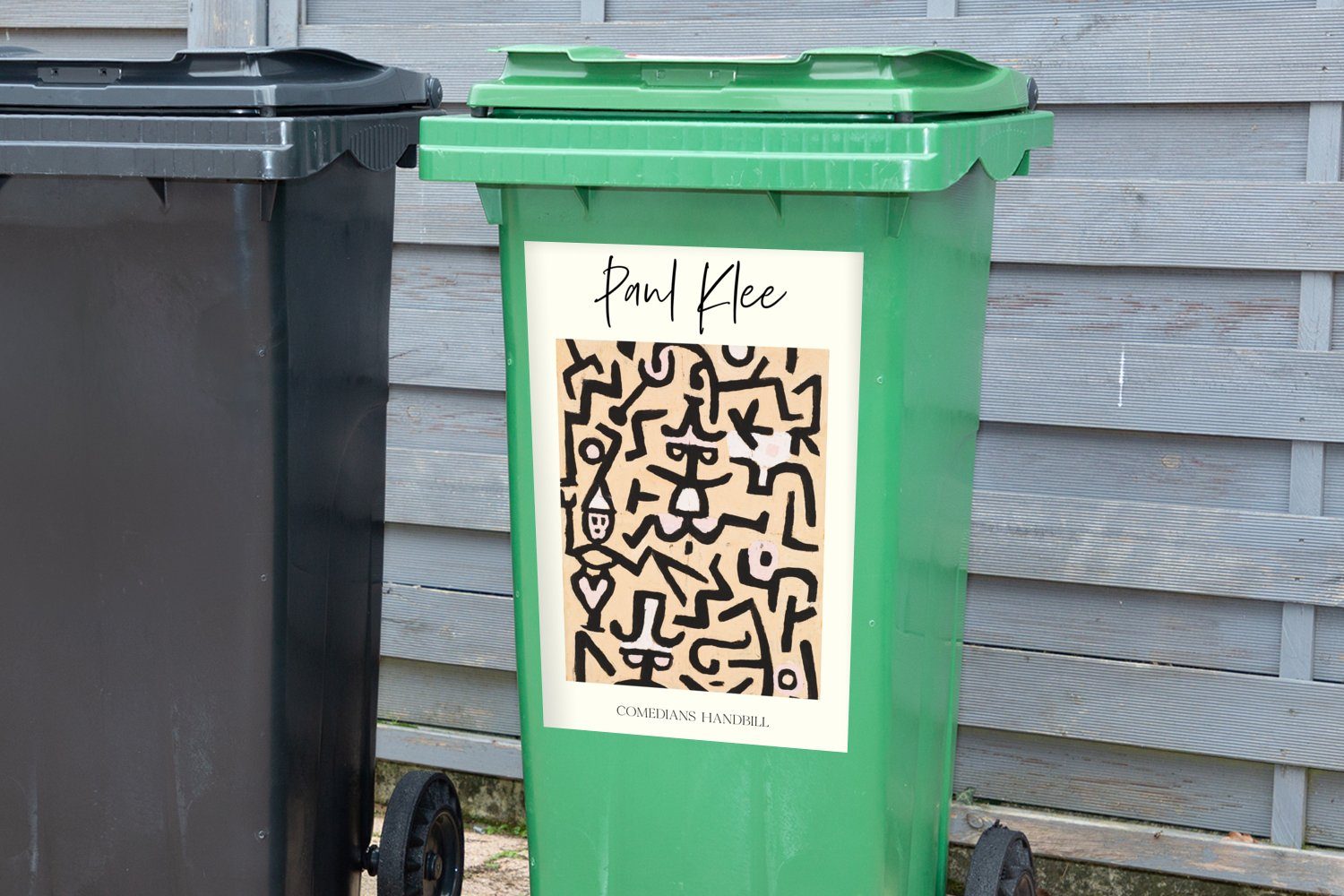 Wandsticker Sticker, Paul St), der Komödianten Mülleimer-aufkleber, (1 - Mülltonne, Kunst Abfalbehälter Flugblatt MuchoWow klee - Container,