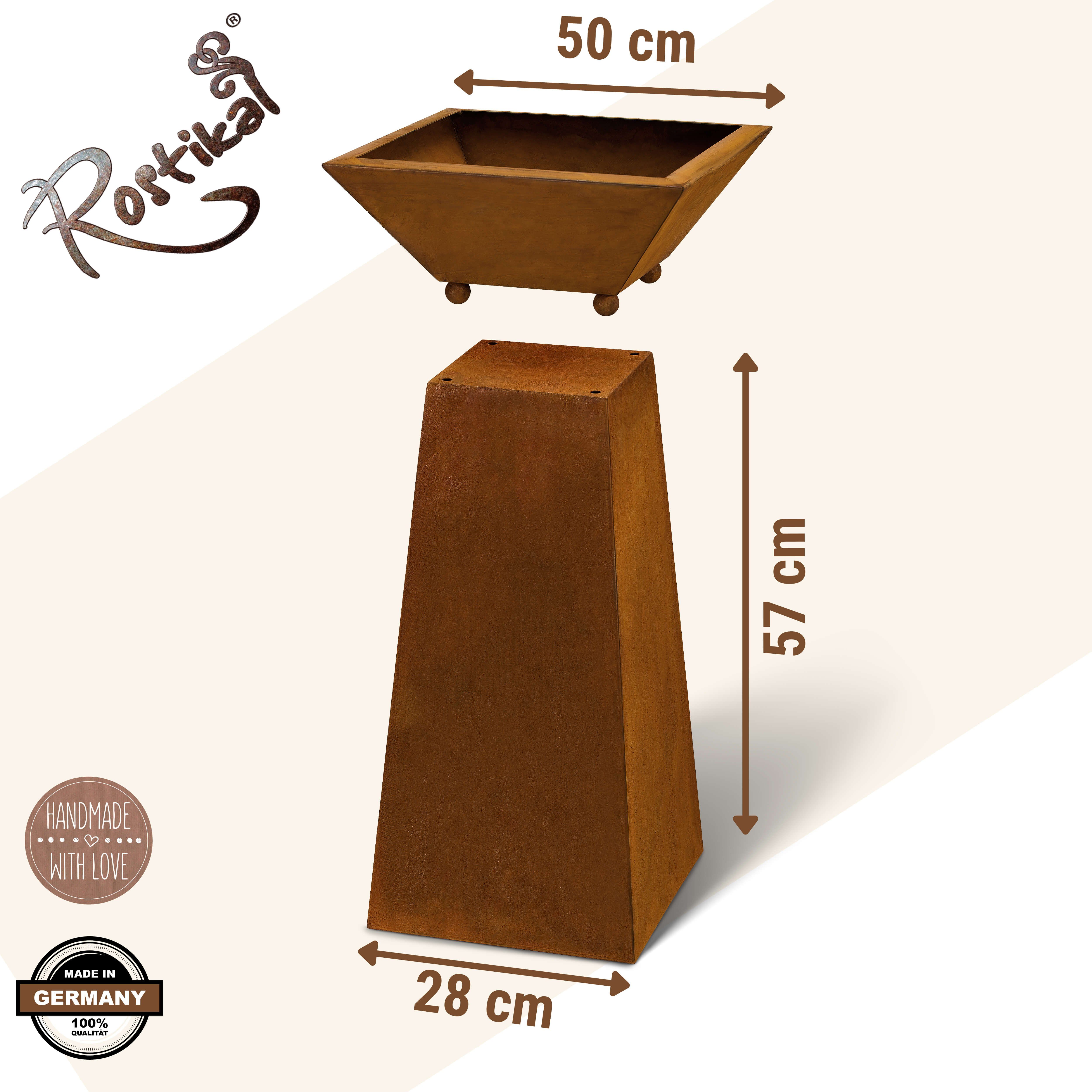 Rostikal Dekosäule Pflanzsäule mit Pflanzschale (Set), Säule mit Pflanzschale