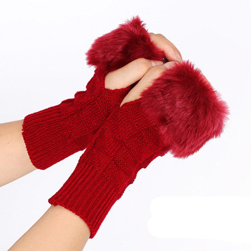 ZanMax Trikot-Handschuhe Strickhandschuhe im neuen Stil, mittellang (Einheitsgröße) Rot