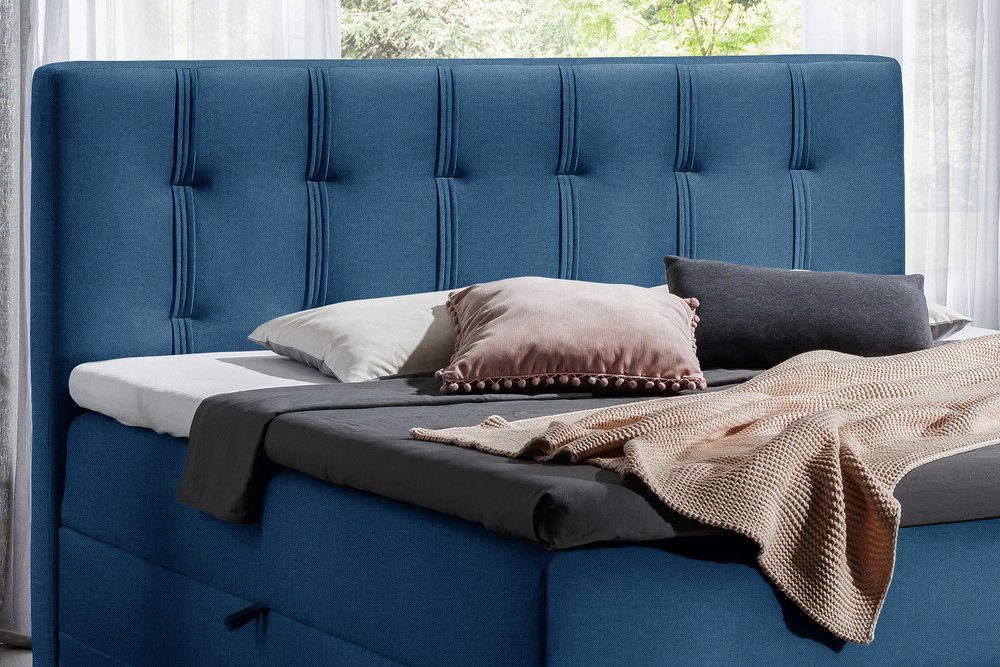 99rooms Boxspringbett Hugo (Schlafzimmerbett, Bett), 120/140/160/180/200, mit Taschenfederkernmatratze, Topper, Bettkasten