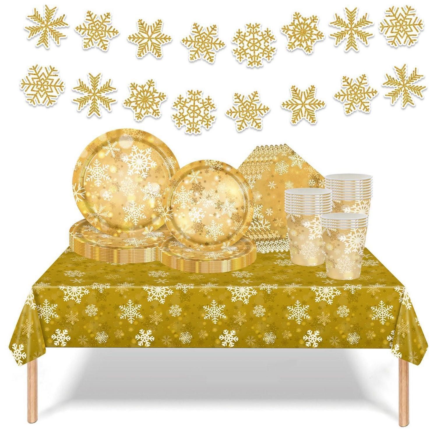 LuxusKollektion Pappteller Weihnachts Partygeschirr Set 70-teilig, (70 St)