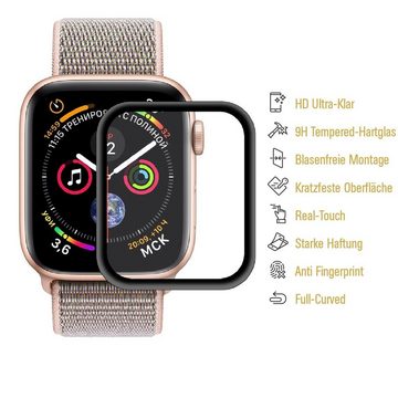 Protectorking Schutzfolie 1x 9H Hartglas für Apple Watch 4/5/6 44mm FULL CURVED Displayschutz, (1-Stück), Rands