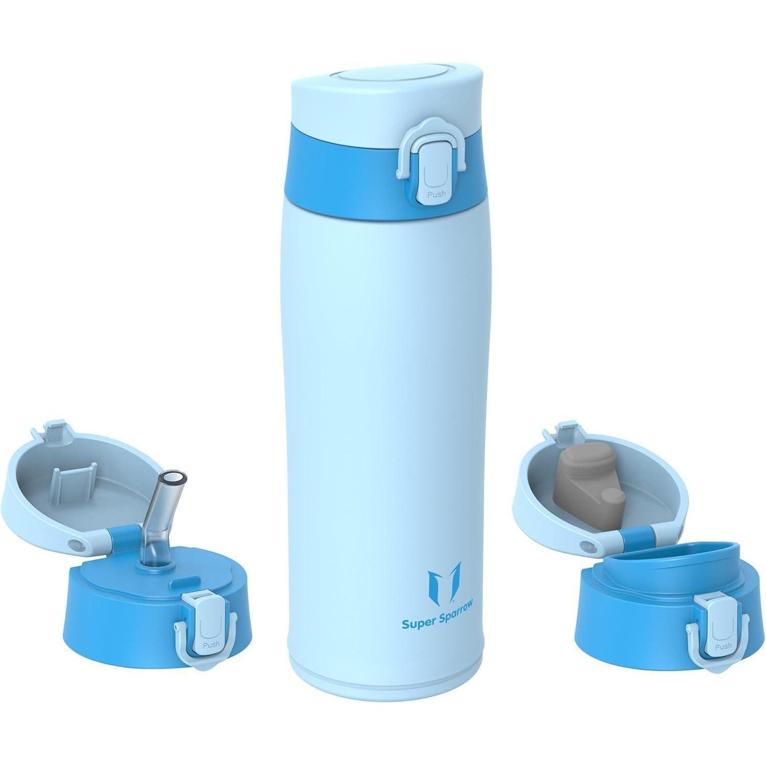 LuxusKollektion Thermoflasche Trinkflasche Edelstahl Auslaufsicher BPAfrei 500 ml M- Hellblau