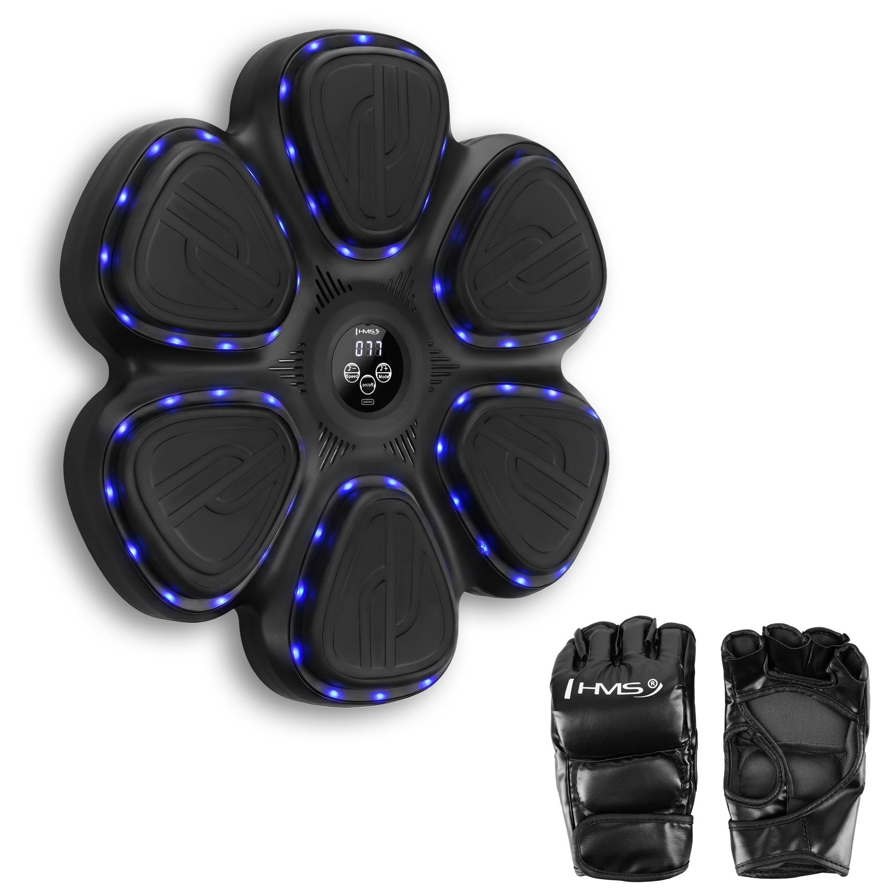 HMS Boxstation Boxmaschine Bluetooth LED Intelligentes Boxbrett, Elektronische Boxscheibe mit 6 beleuchteten Trefferflächen