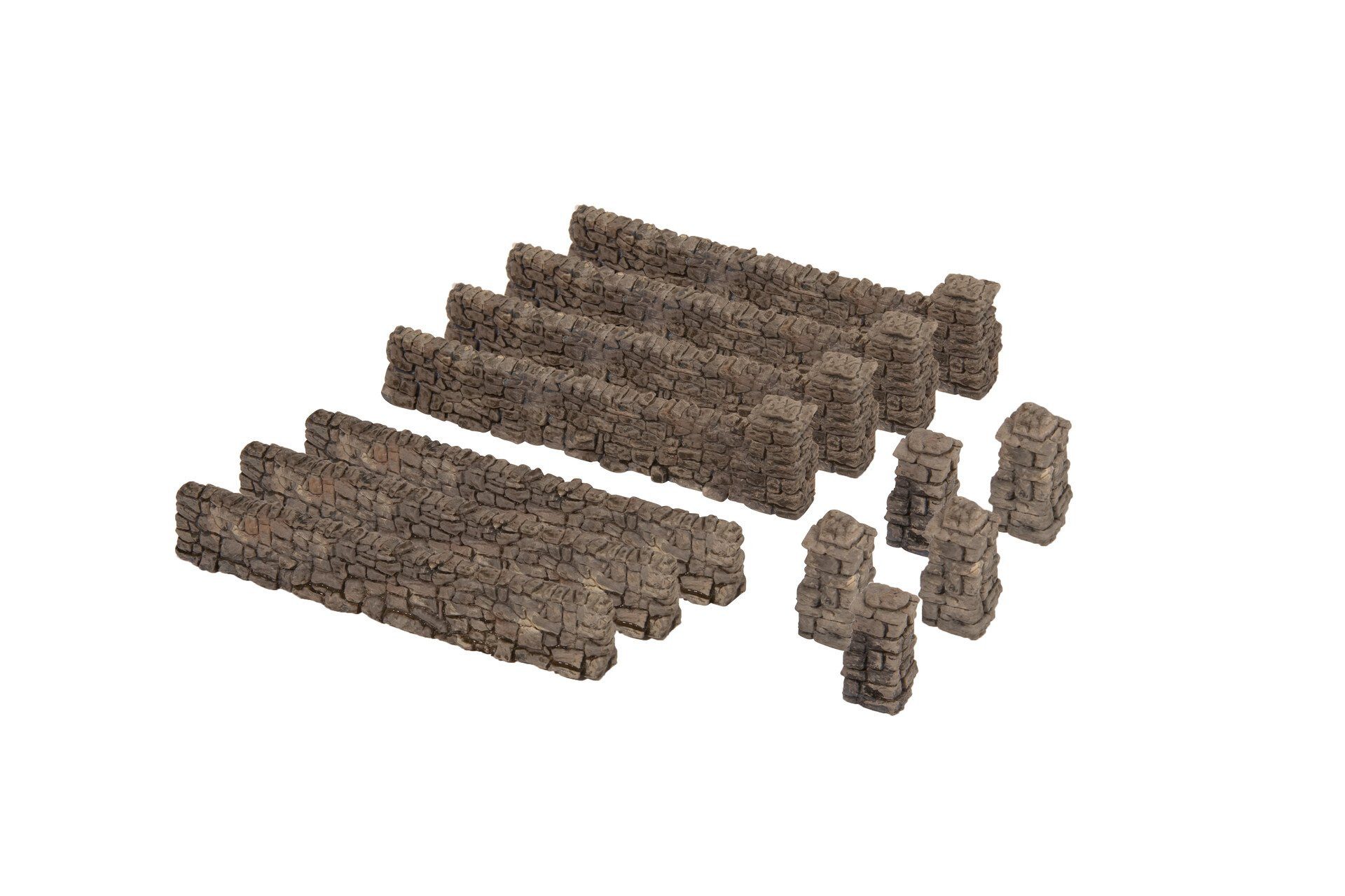 Modelleisenbahn-Spielunterlage Bruchsteinmauer, Handbemalte Kunststoff Mauer, 12