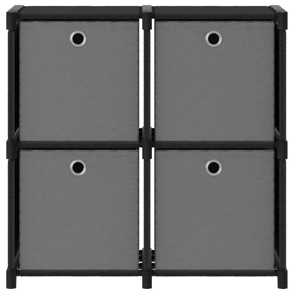 furnicato Regal Würfel-69x30x72,5 cm Schwarz und Grau mit 4 Stoffboxen, 1-tlg.
