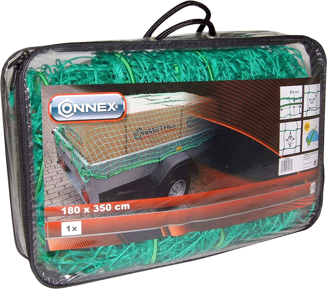 Anhängernetz grün - 45 x 45 mm Maschenweite - 3 mm Stärke - Inklusive Elastikseil