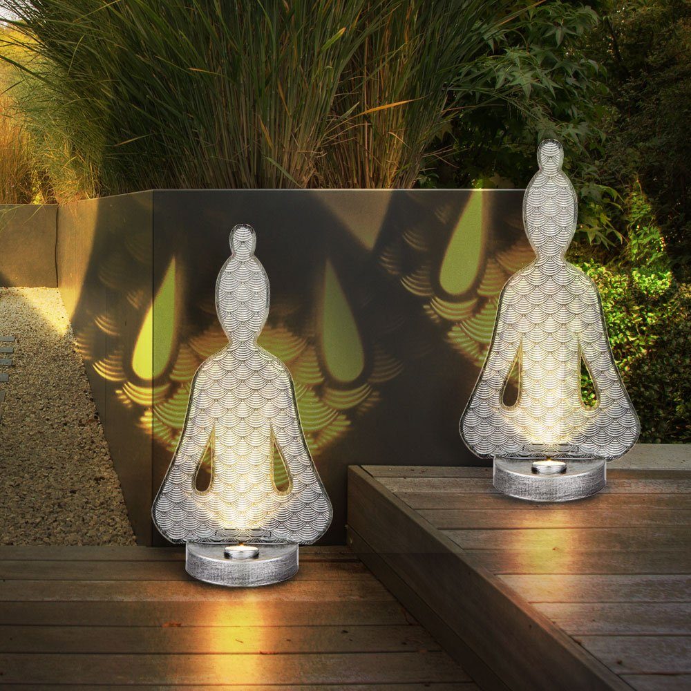 für LED-Leuchtmittel fest verbaut, Buddha Solar etc-shop Solarleuchte, draußen Solarlampen Warmweiß, LED außen Garten Figuren Deko