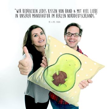 Mr. & Mrs. Panda Dekokissen Avocado mit Kern - Gelb Pastell - Geschenk, Avocadokern, Pflanze, Mot