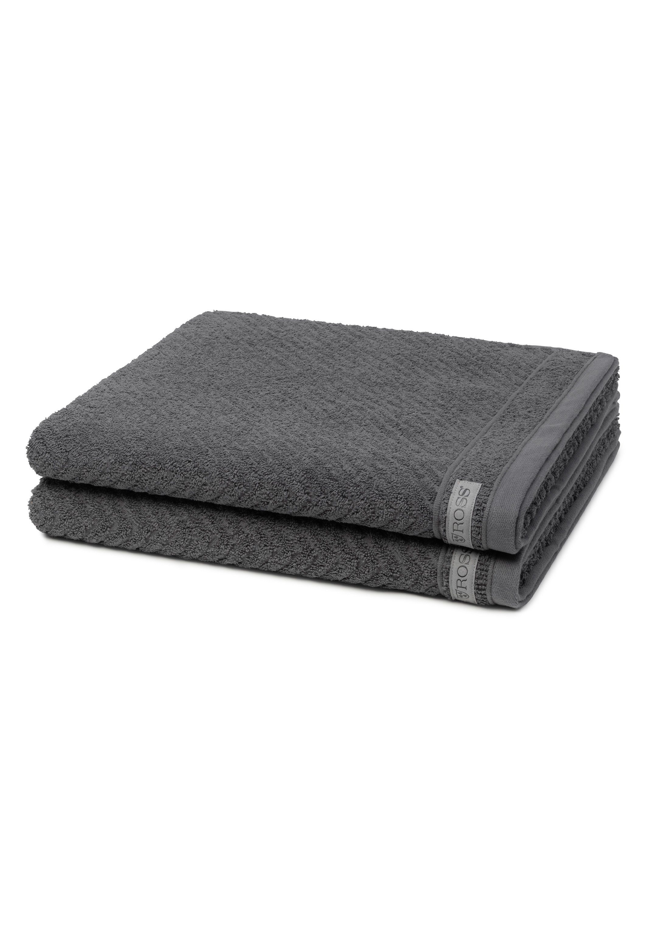 ROSS Handtuch Set Smart, weicher Set Baumwolle - Walkfrottee, Saugfähige - Griff X und Schiefer 2 2-tlg), Im - (Spar-Set, Duschtuch