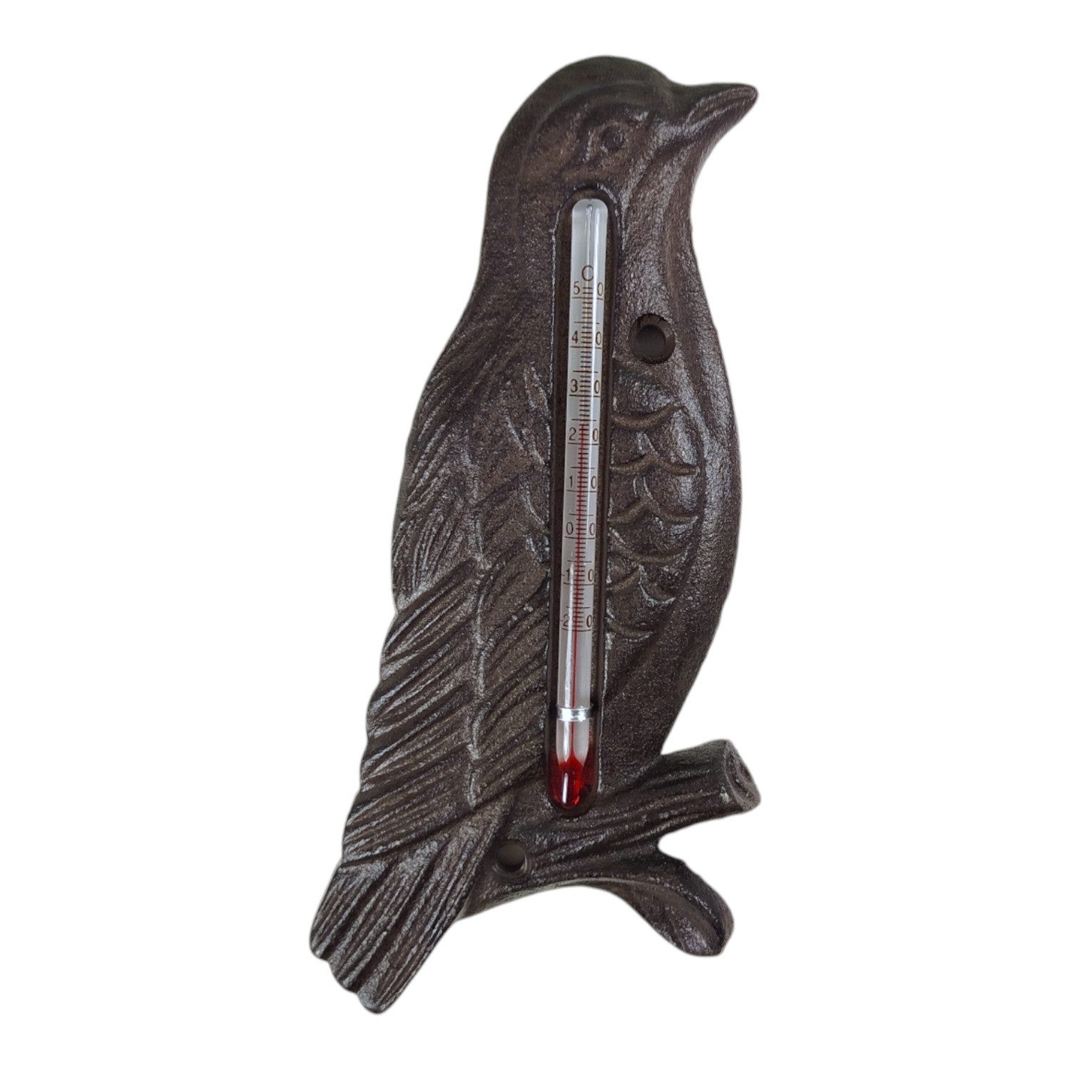 Gartenthermometer Vogel Außenthermometer aus Gusseisen