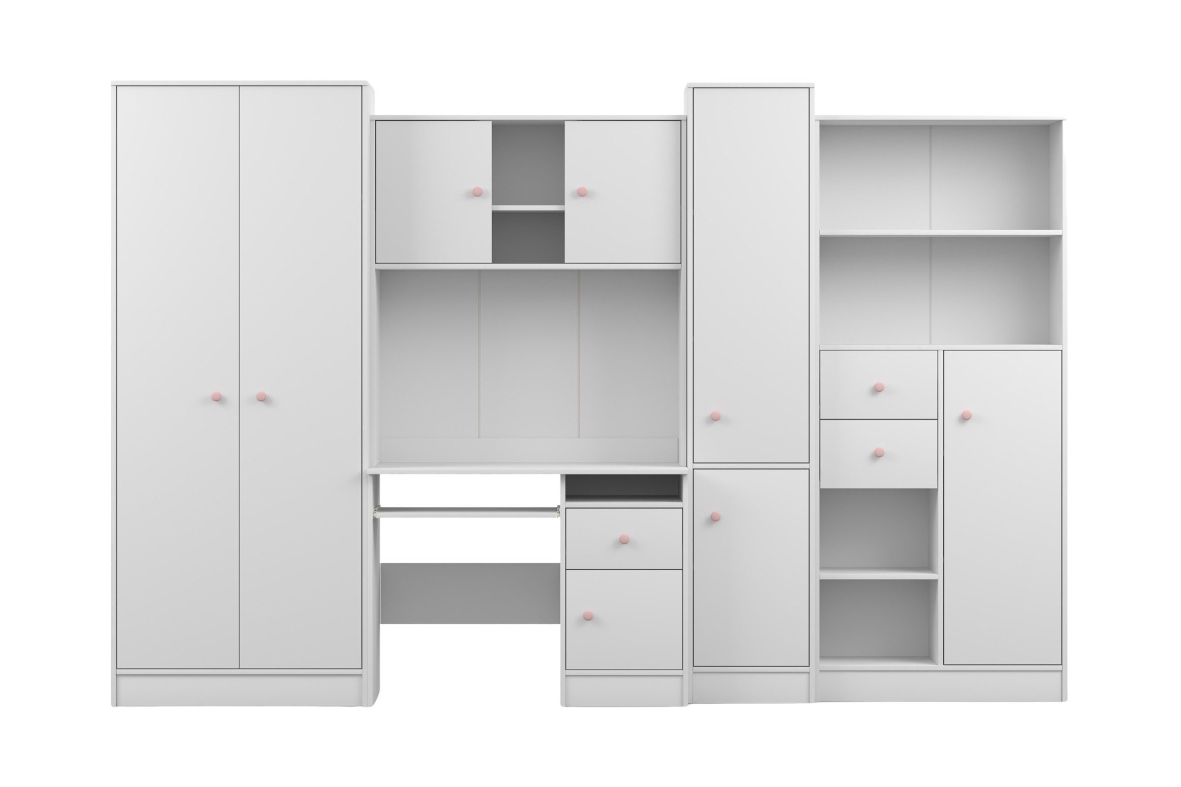 Deine Möbel 24 Jugendzimmer-Set OSCAR Kinderzimmer-Set in Weiß matt mit Gri günstig online kaufen