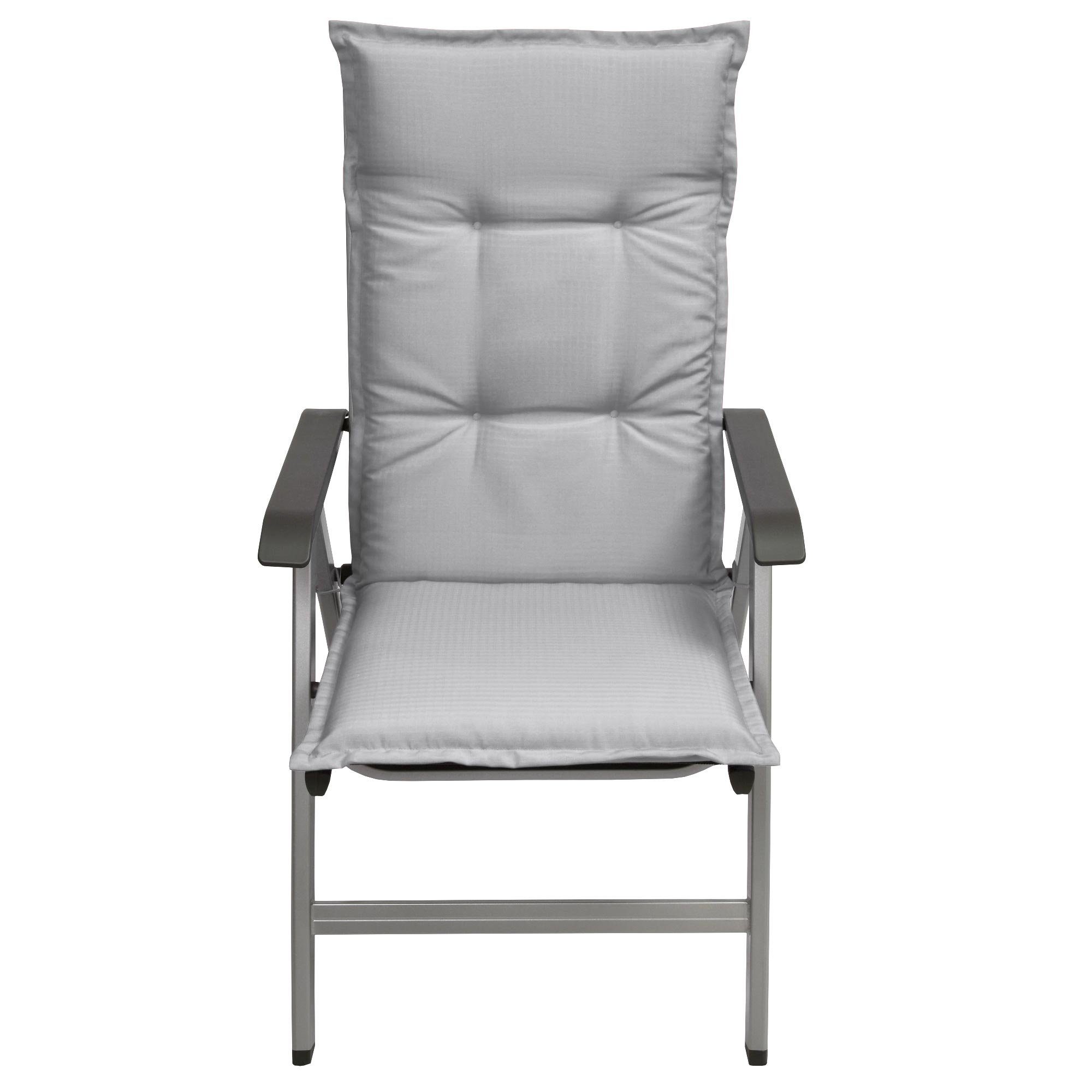 Beautissu Hochlehnerauflage Hochlehner Set Base HL Sitzkissen, 120x50x6cm Hellgrau, Hochlehner Rückenkissen Stuhlkissen für Gartenstühle Sitzpolster