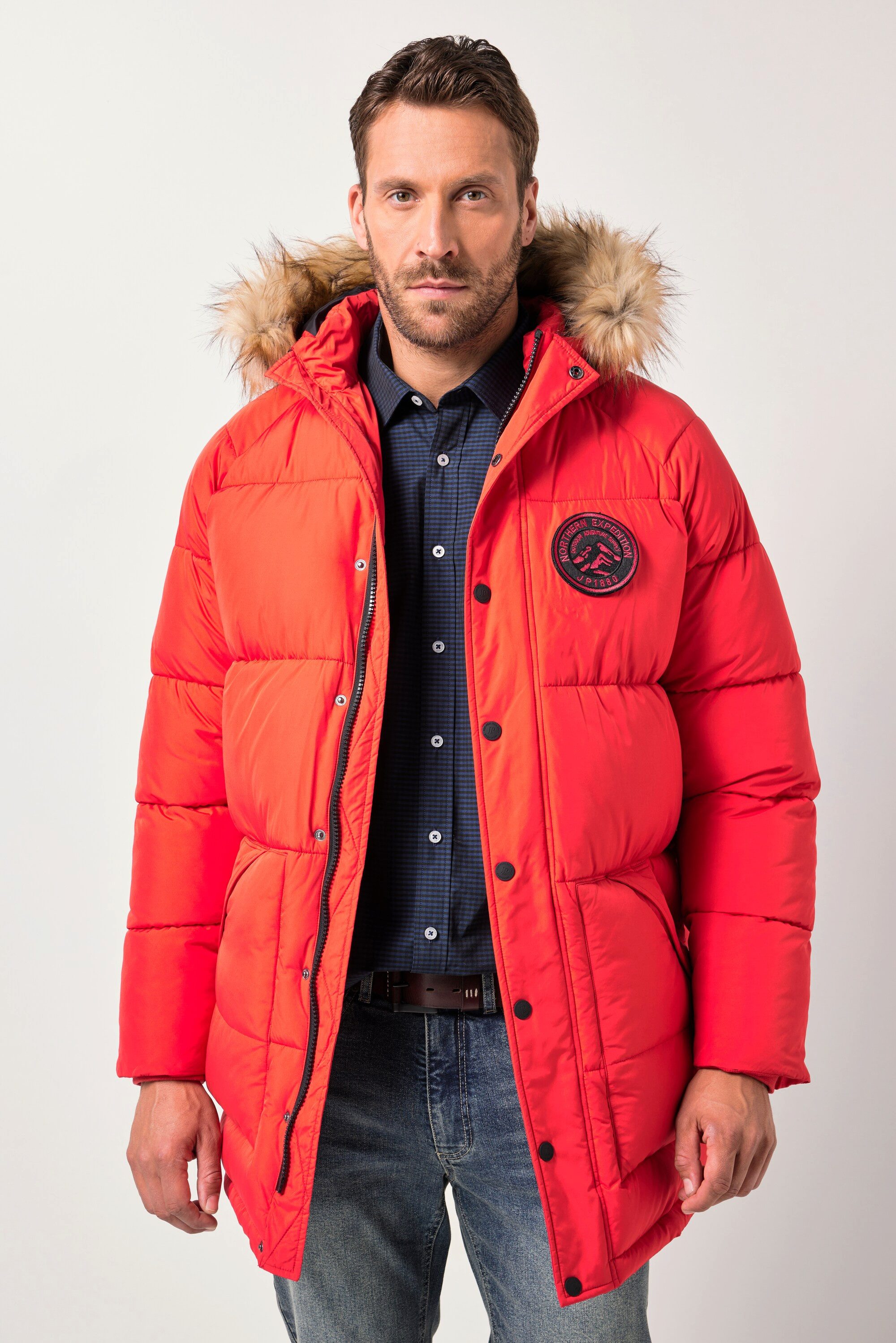 JP1880 Parka JP1880 Stepp-Parka Kapuze Kunstfellbesatz Badges bis 8 XL