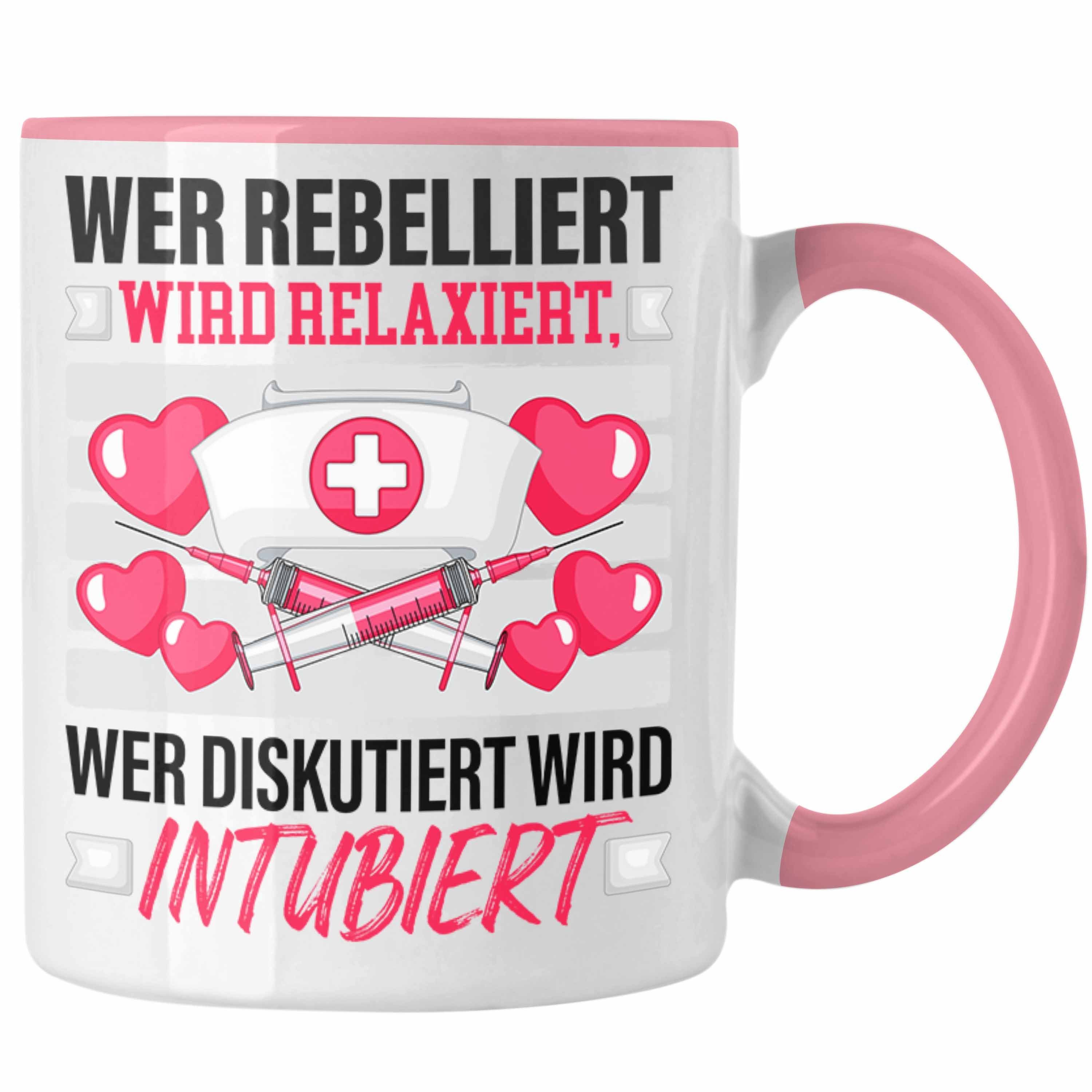 Trendation Tasse Krankenschwester Tasse Geschenk Wer Rebelliert Wird Relaxiert Anästhes Rosa