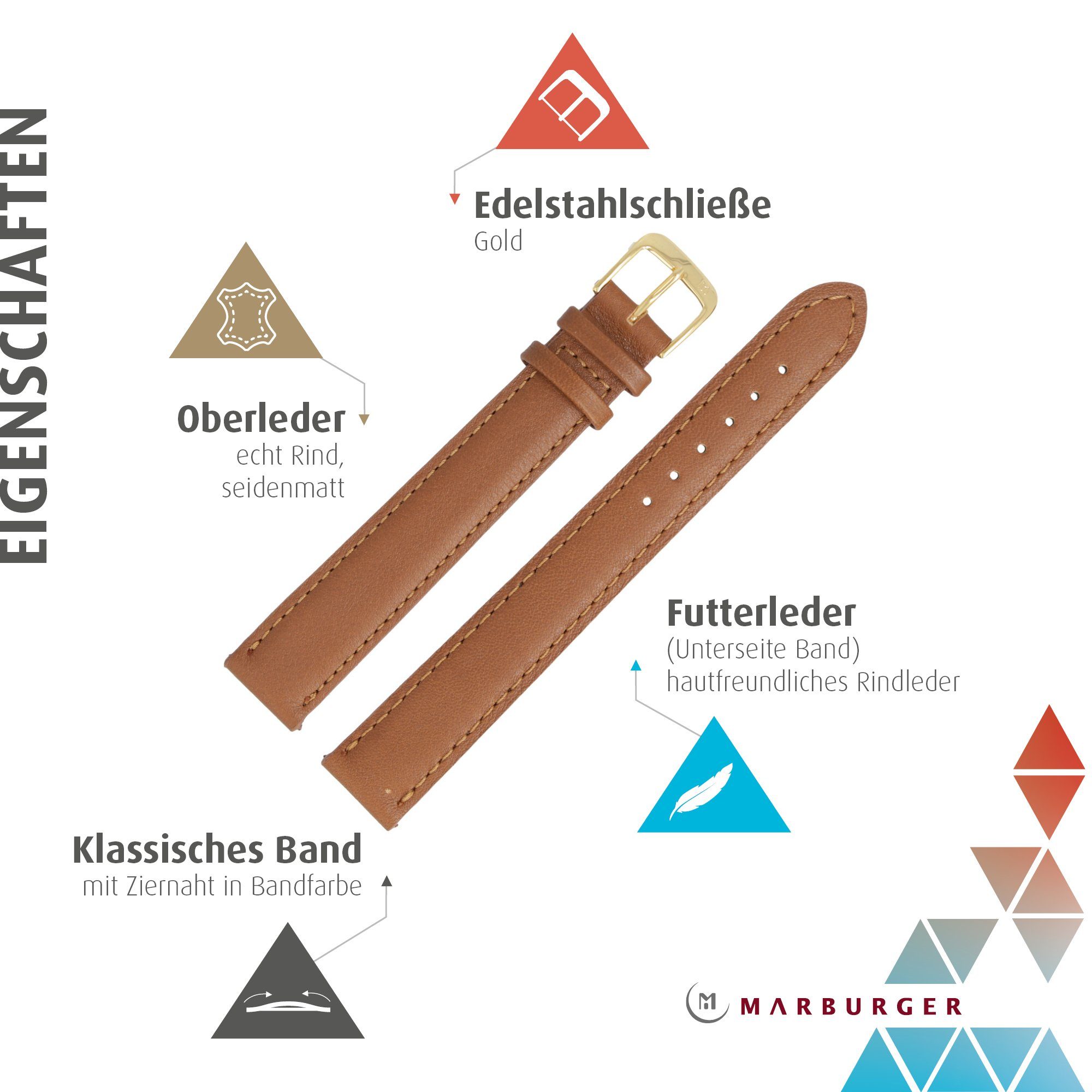 MARBURGER Uhrenarmband 20mm Leder XXL Extra Lang günstig online kaufen
